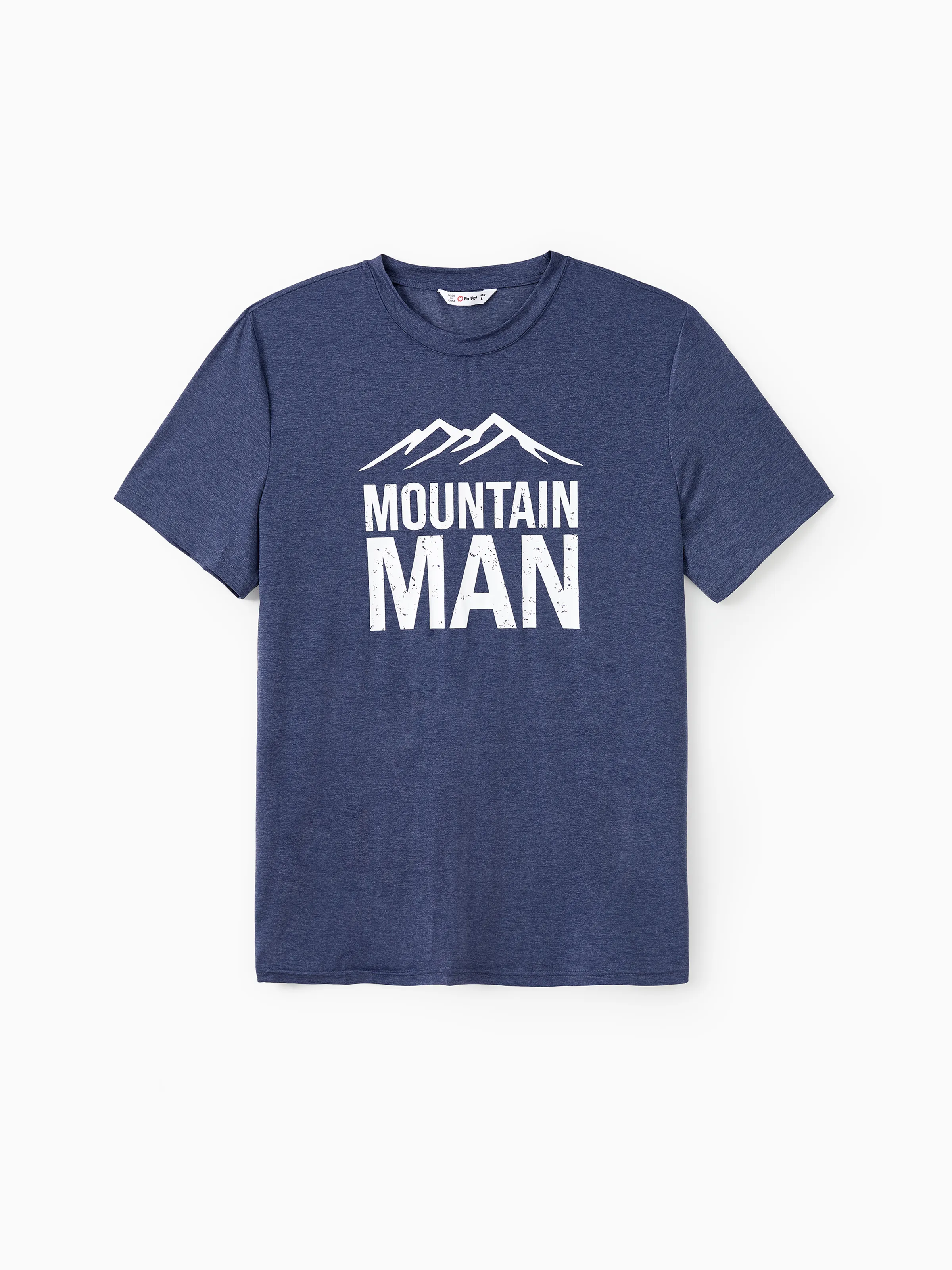 

Quick-Dry Family Matching Deep Blue Short Sleeves Slogan Print Mountain Graphic Tee