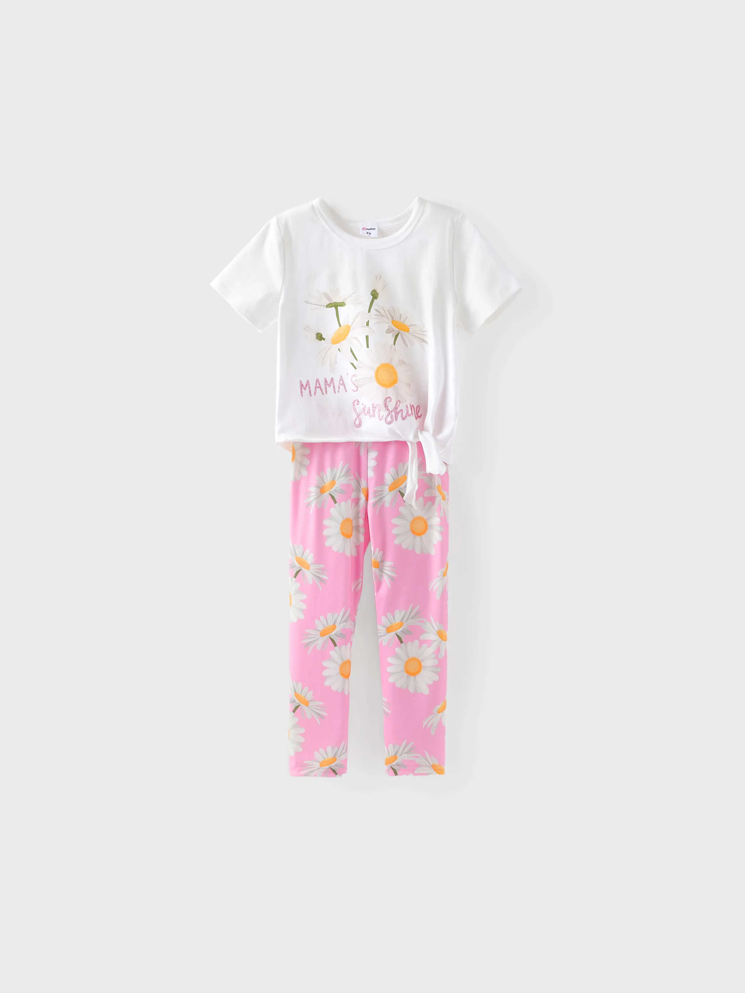 Niño pequeño / niña 2 piezas de dulce conjunto de camisetas y leggings con estampado floral