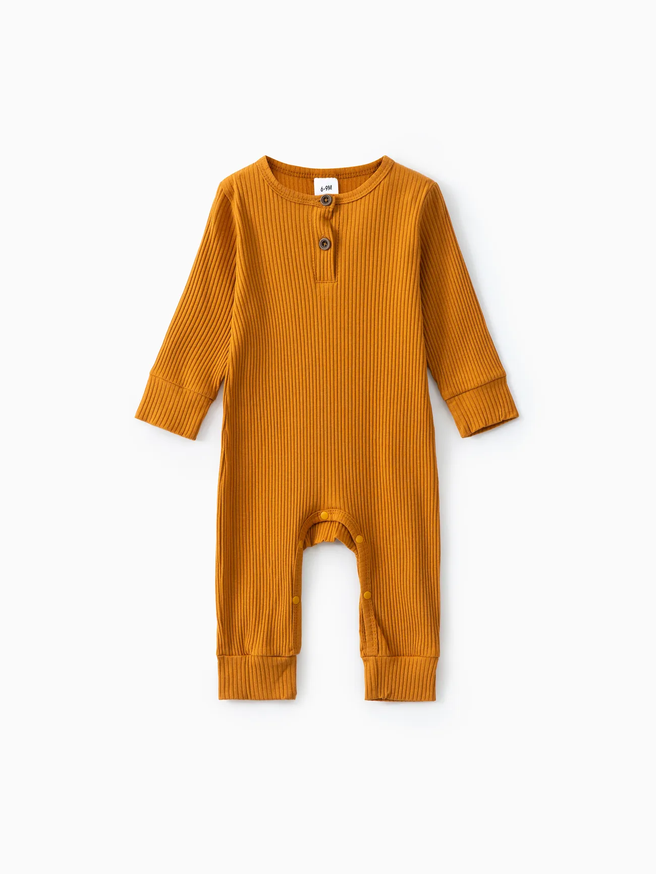 Baby Boy/Girl Cotton Ribbed Button Up Jumpsuit