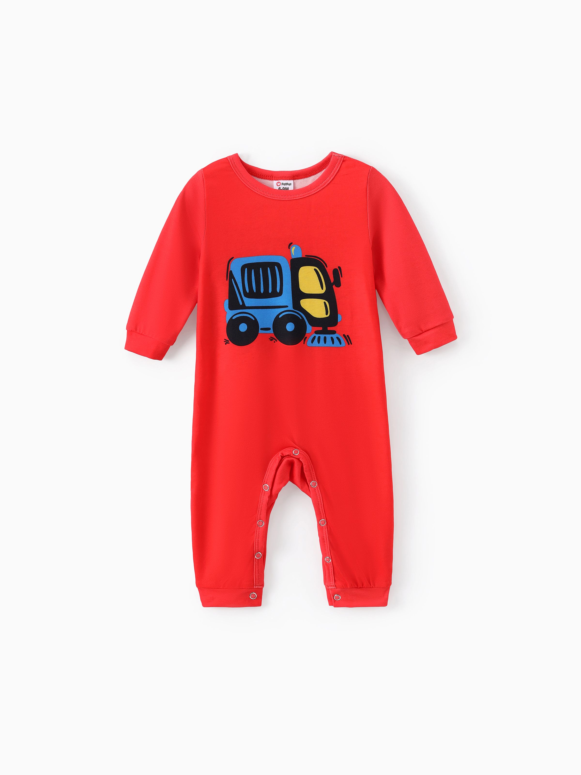 

Naia™ Baby Boy Allover Construction Vehicle Print Long-sleeve Jumpsuit