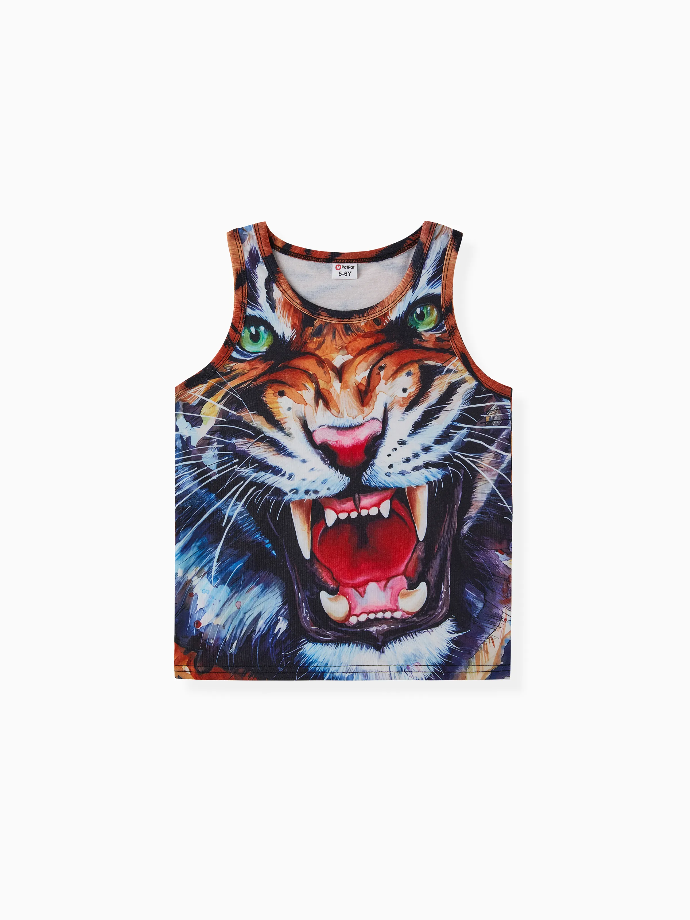 Camiseta de tirantes infantil con estampado de tigre para niño