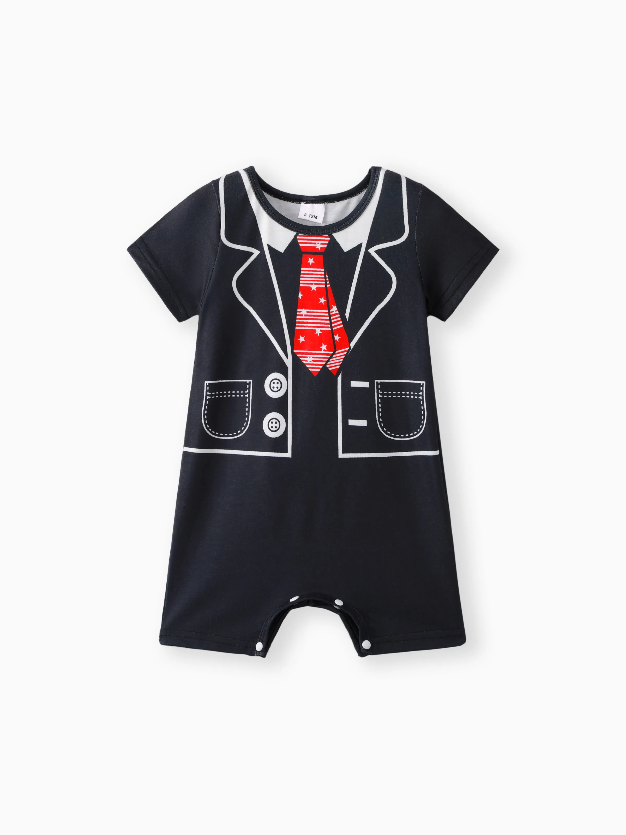 

Baby Boy's Printed Short-Sleeved Romper Suit in Soft Polyester Fabric