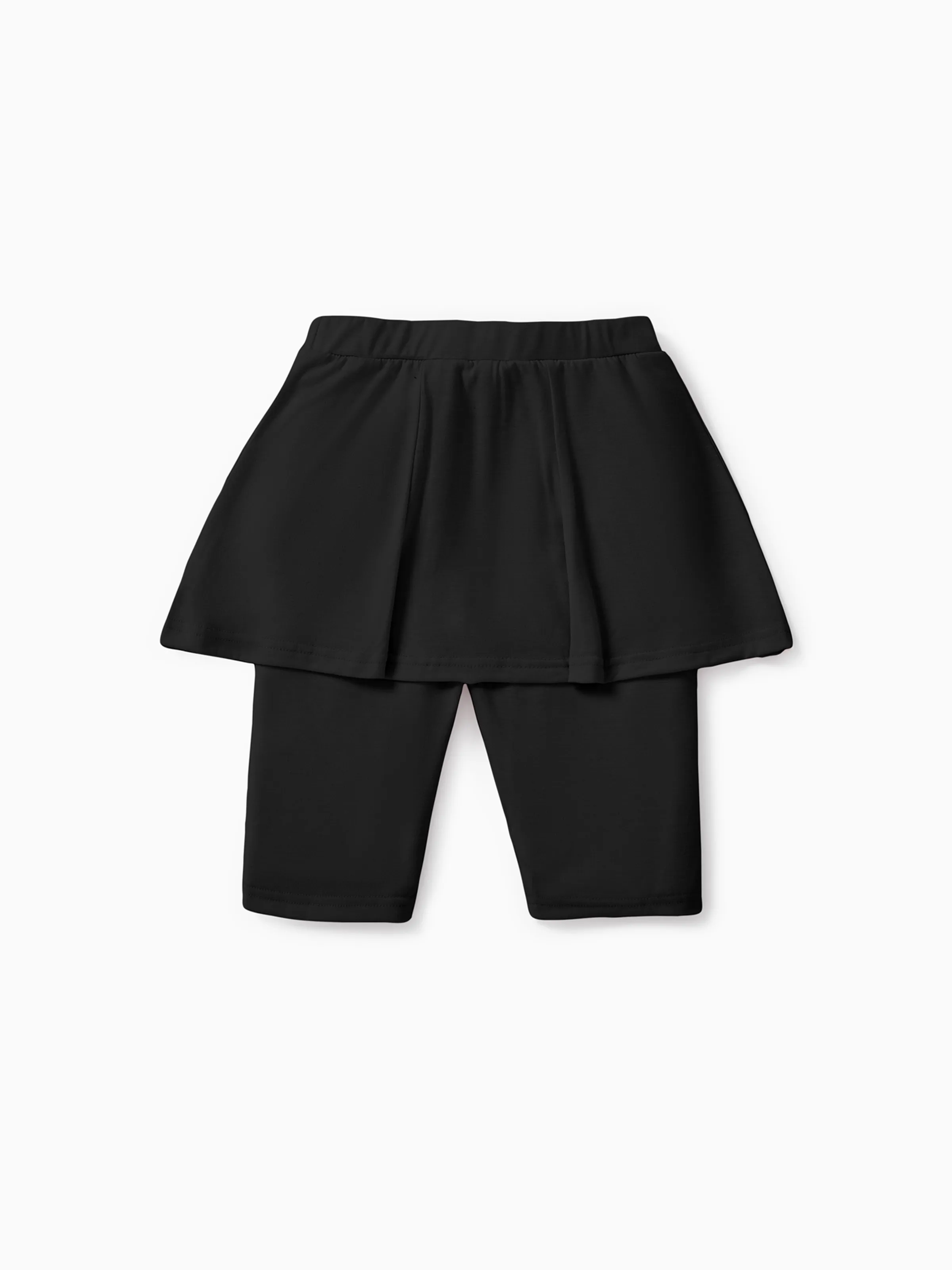 Kid Girl Solid Color Faux-two Skirt Leggings Shorts