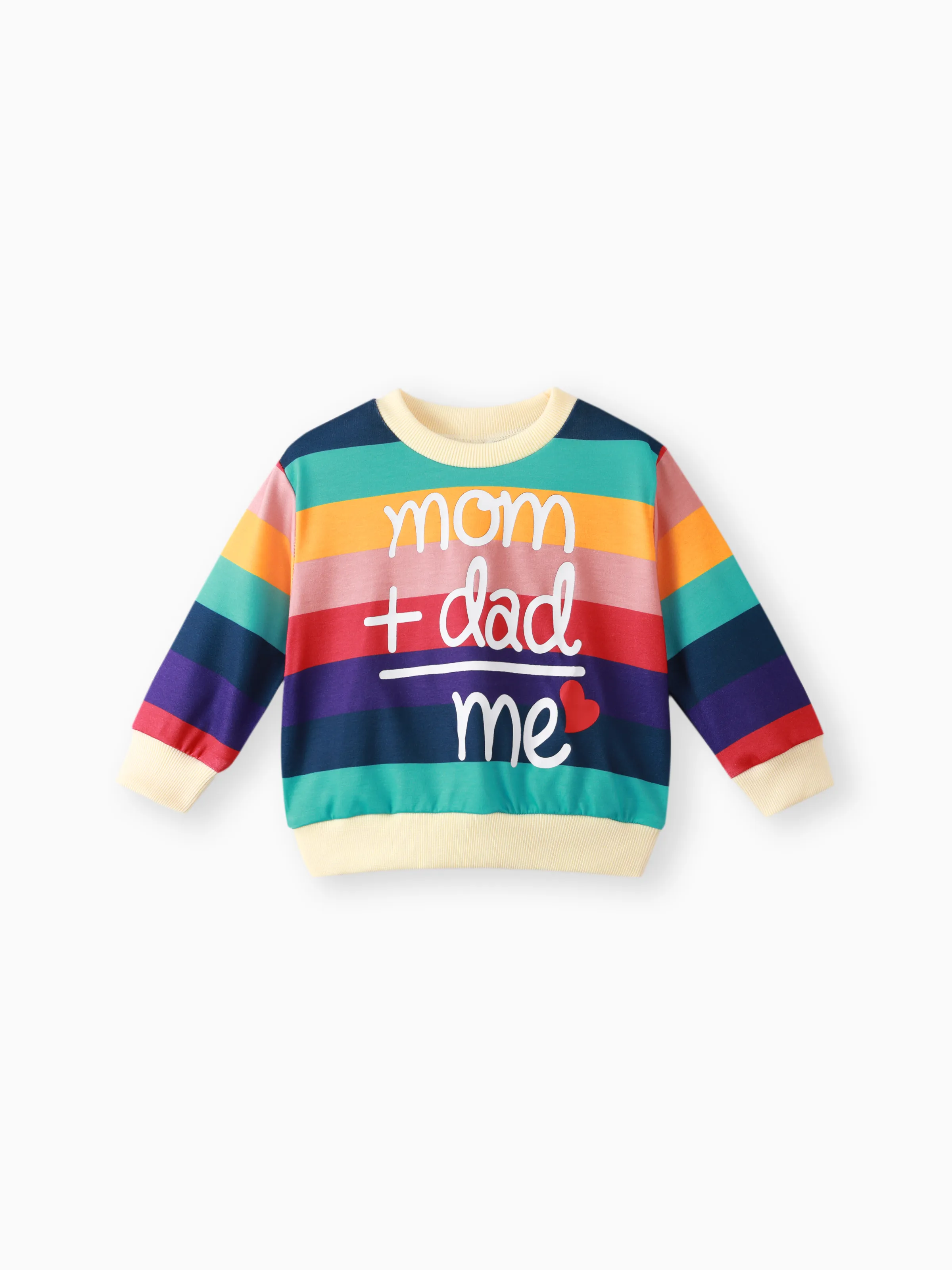 Baby Boy/Girl Heart & Letter Print Rainbow Colorblock Long-sleeve Sweatshirt