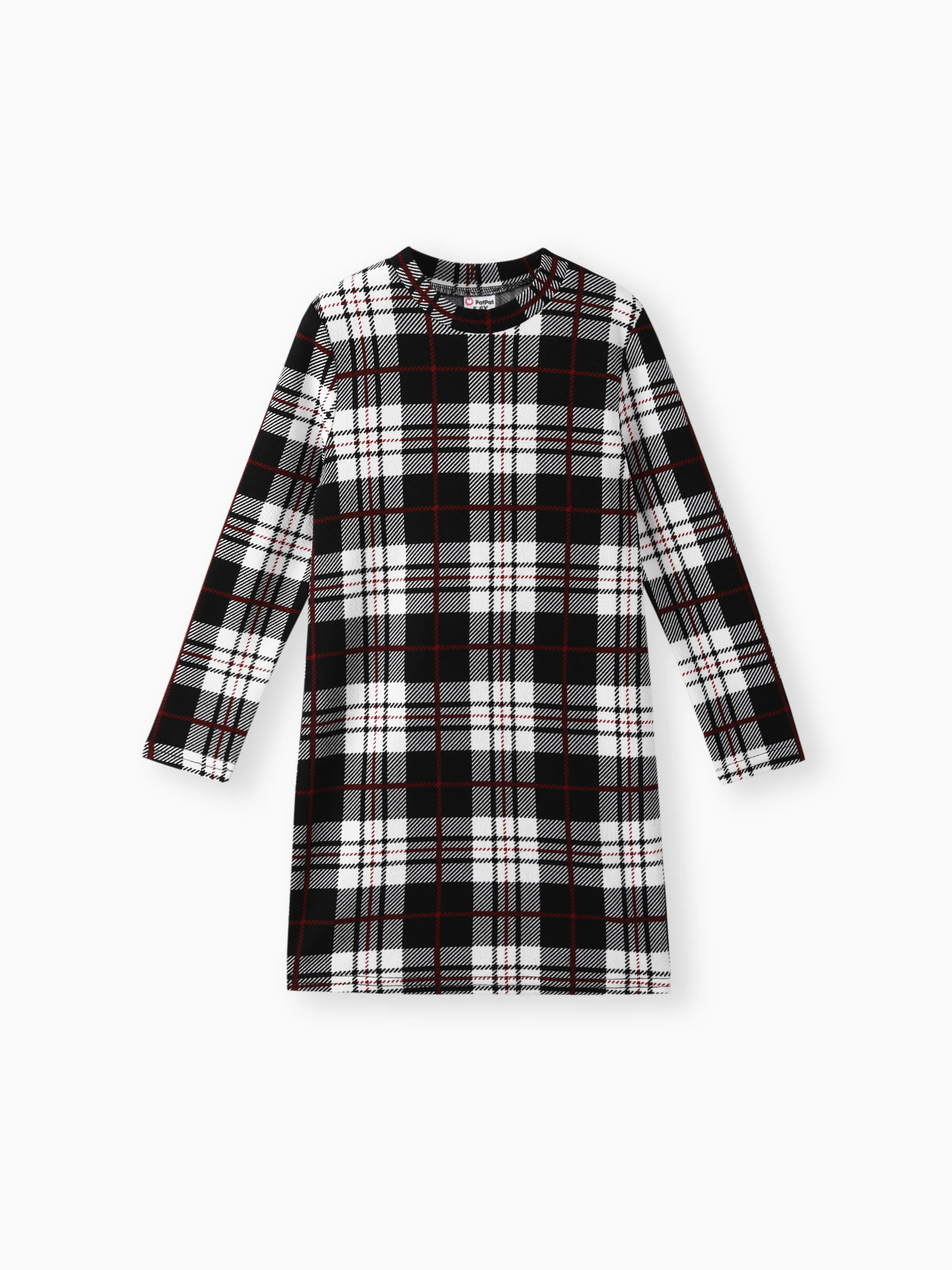 

Kid Girl Plaid Stand Collar Long-sleeve Dress