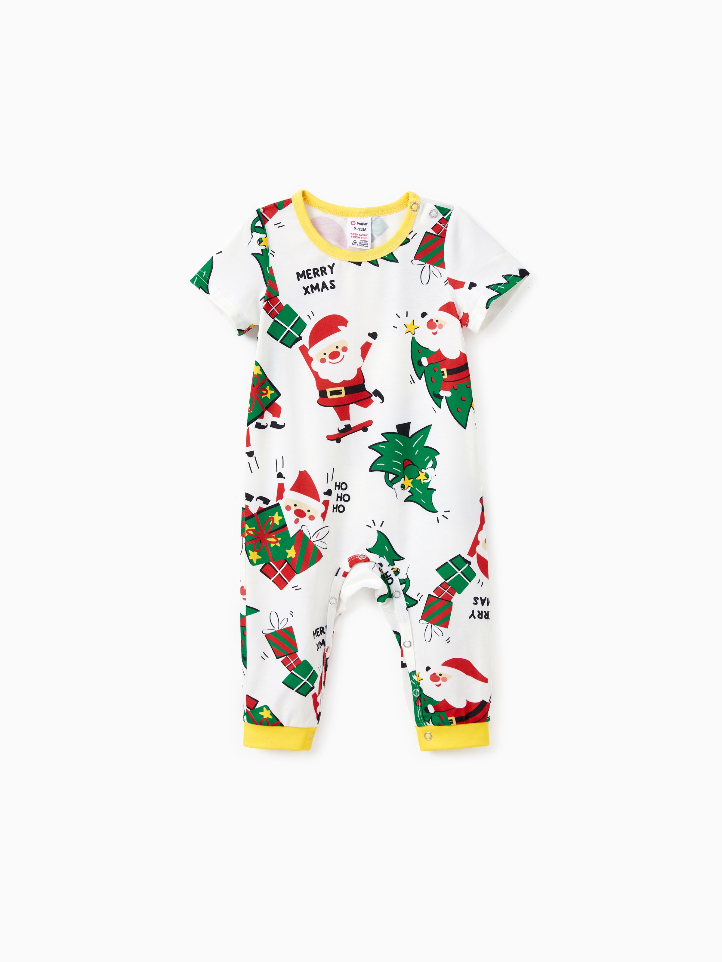 

Christmas Family Matching Allover Christmas-Theme Pattern Pajamas Sets with Drawstring and Pockets (Flame Resistant)