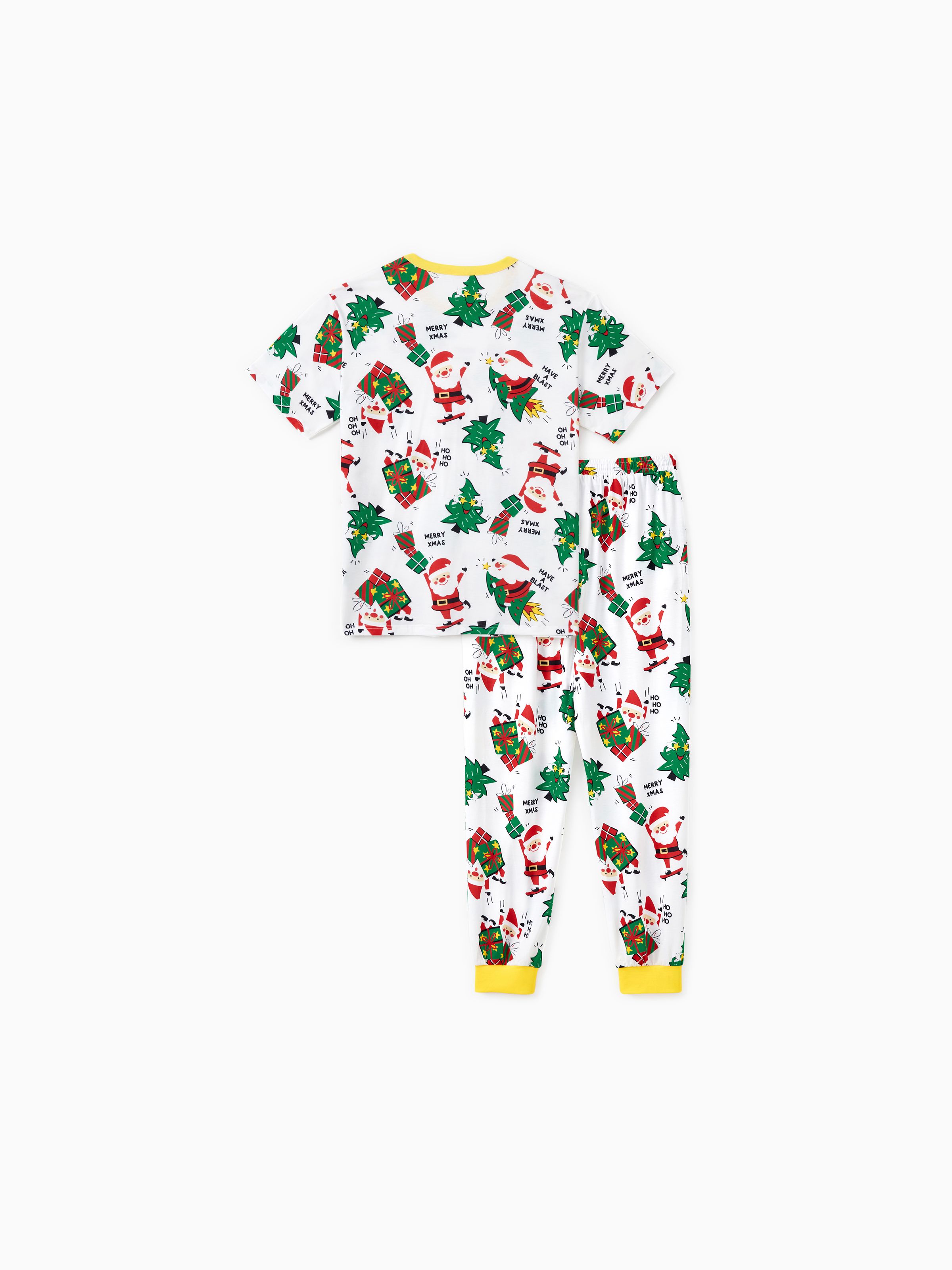 

Christmas Family Matching Allover Christmas-Theme Pattern Pajamas Sets with Drawstring and Pockets (Flame Resistant)