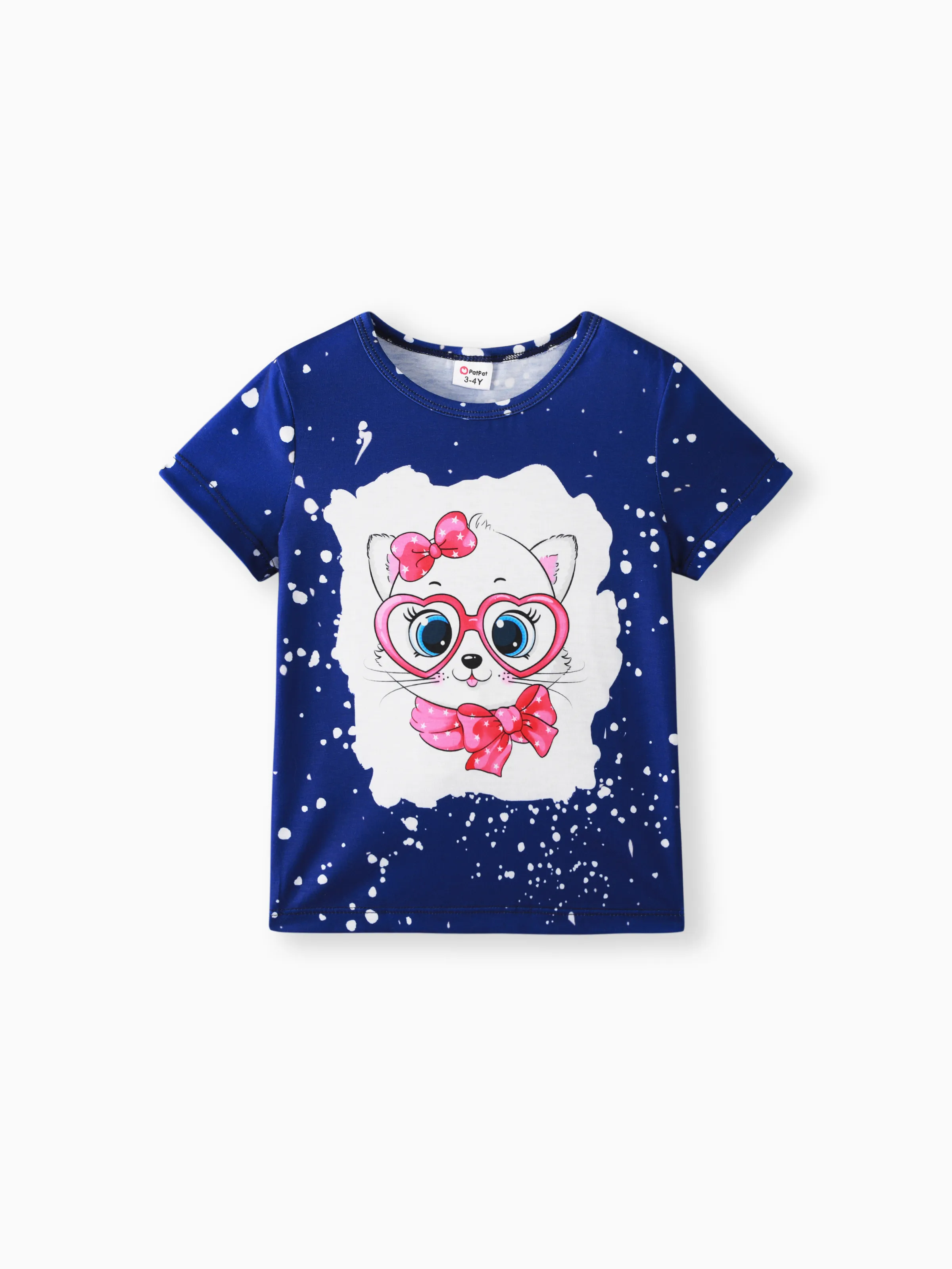 

Toddler Girl Cute Cat Print Short-sleeve Tee