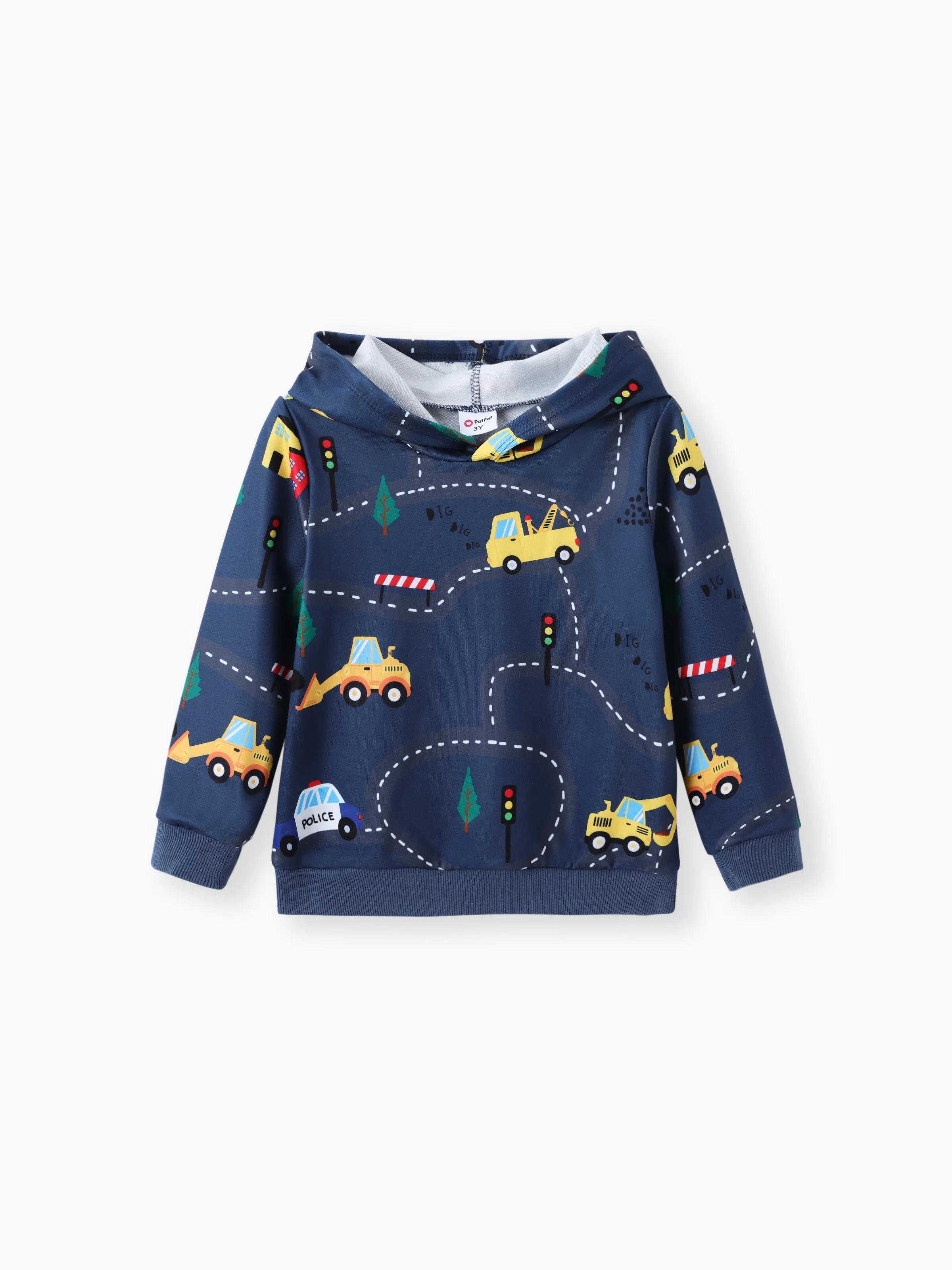 

Toddler Boy Road Vehicle Print Hoodie Sweatshirt