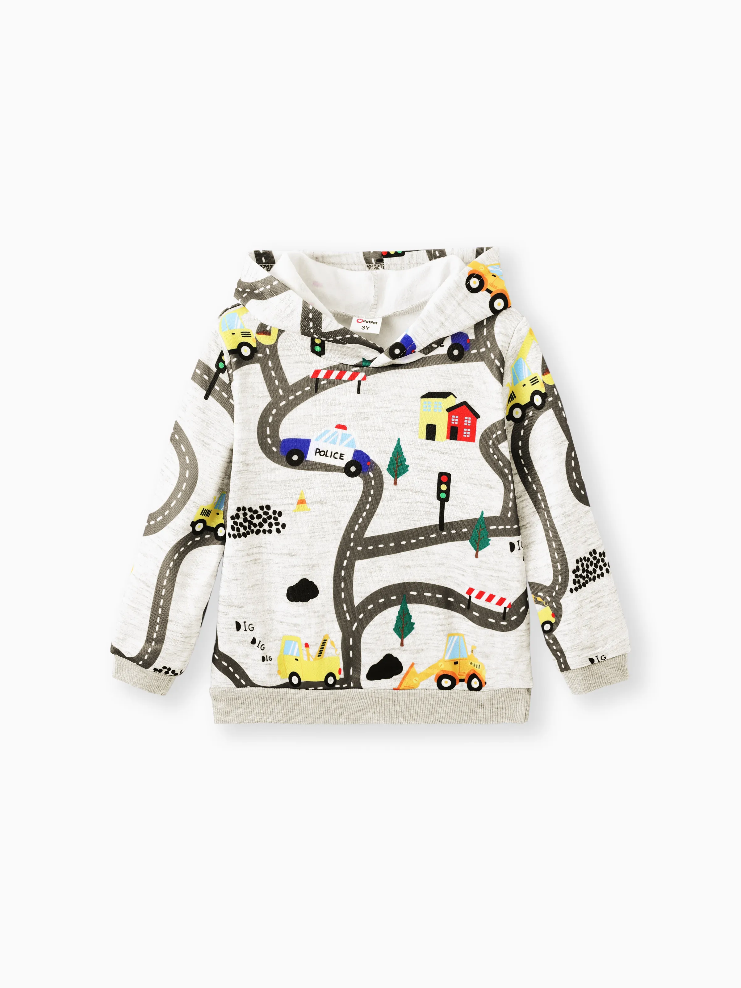 Toddler Boy Road Vehicle Print Hoodie Sweatshirt