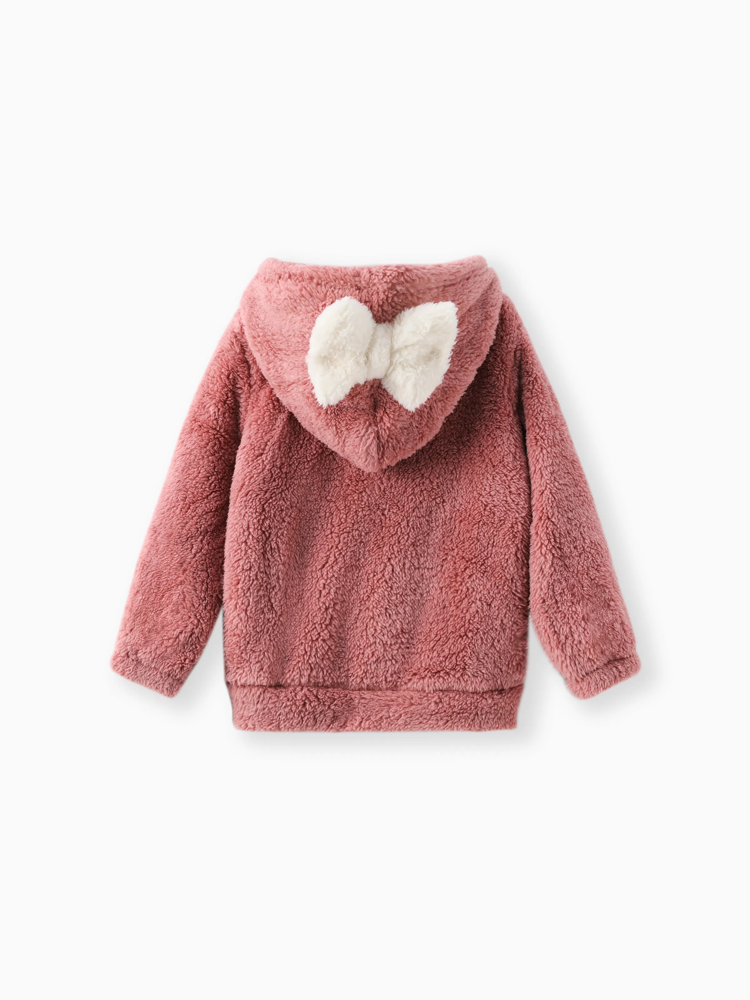 

Toddler Girl Bowknot Design Fuzzy Hoodie Sweatshirt