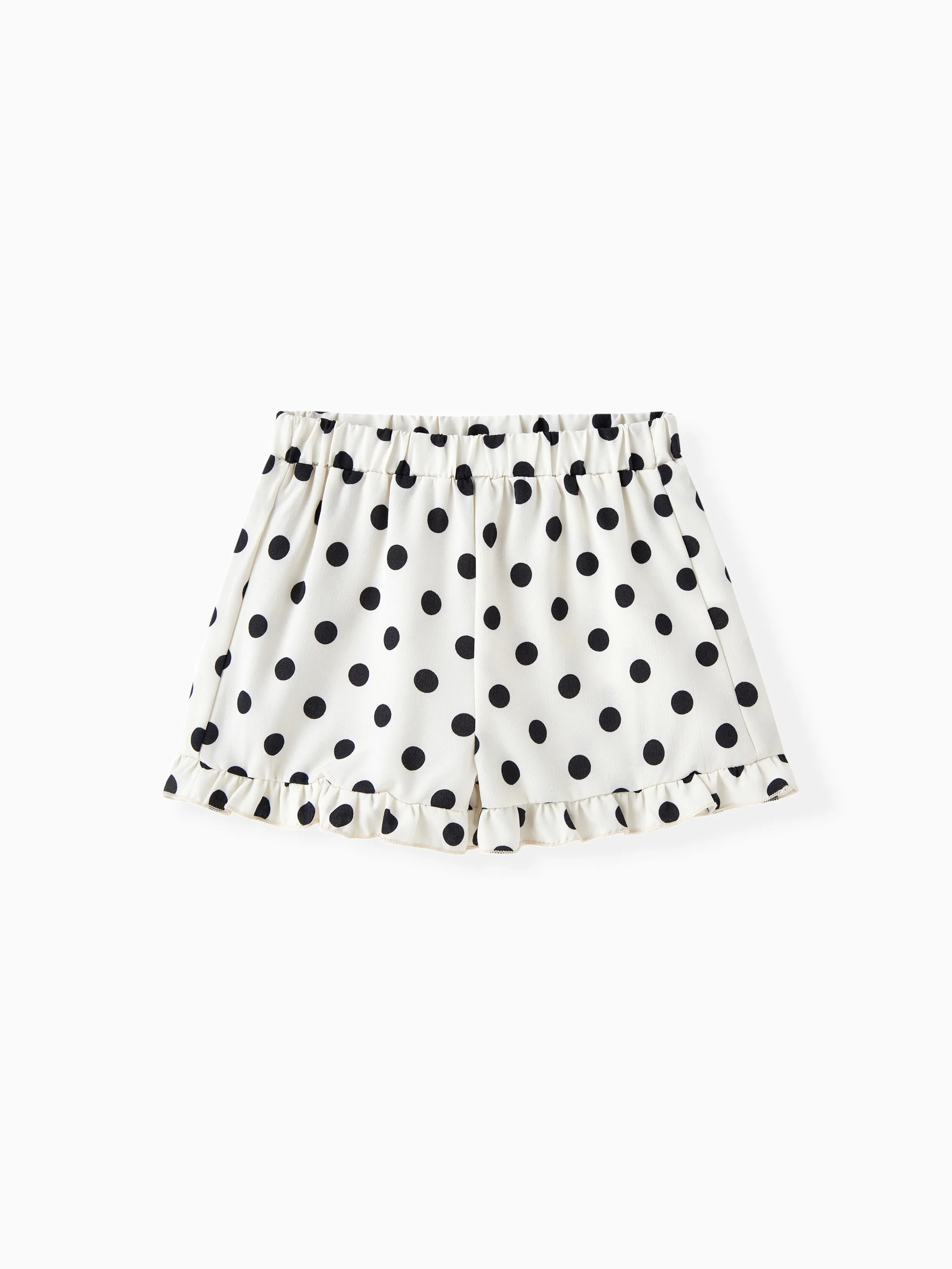 

Toddler Girl Polka Dots Pattern Ruffle Hem Shorts