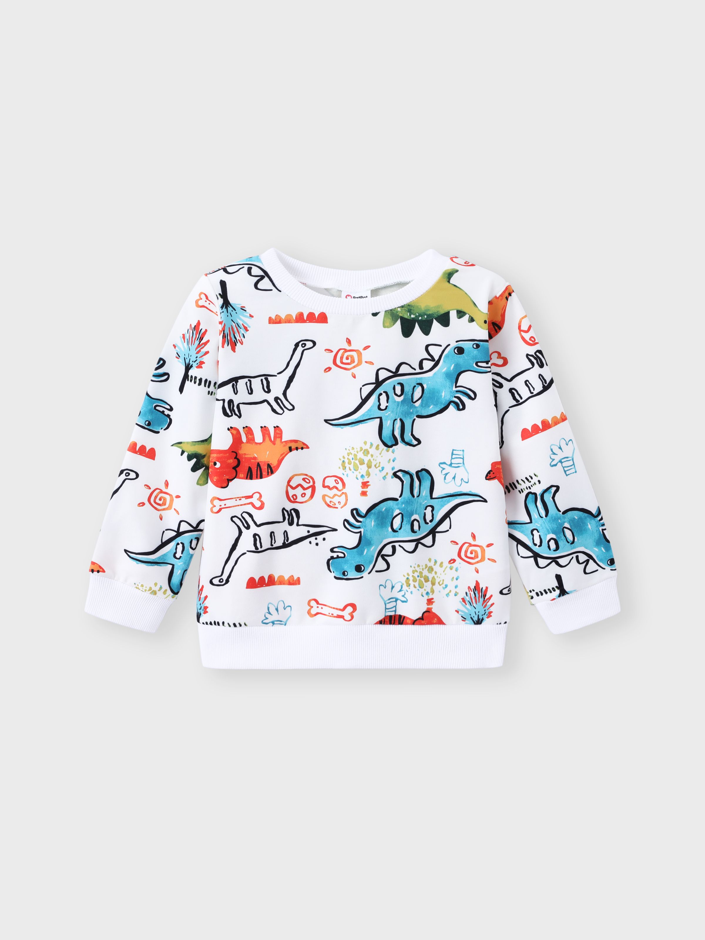 

Toddler Boy Colorful Animal Dinosaur Print Pullover Sweatshirt