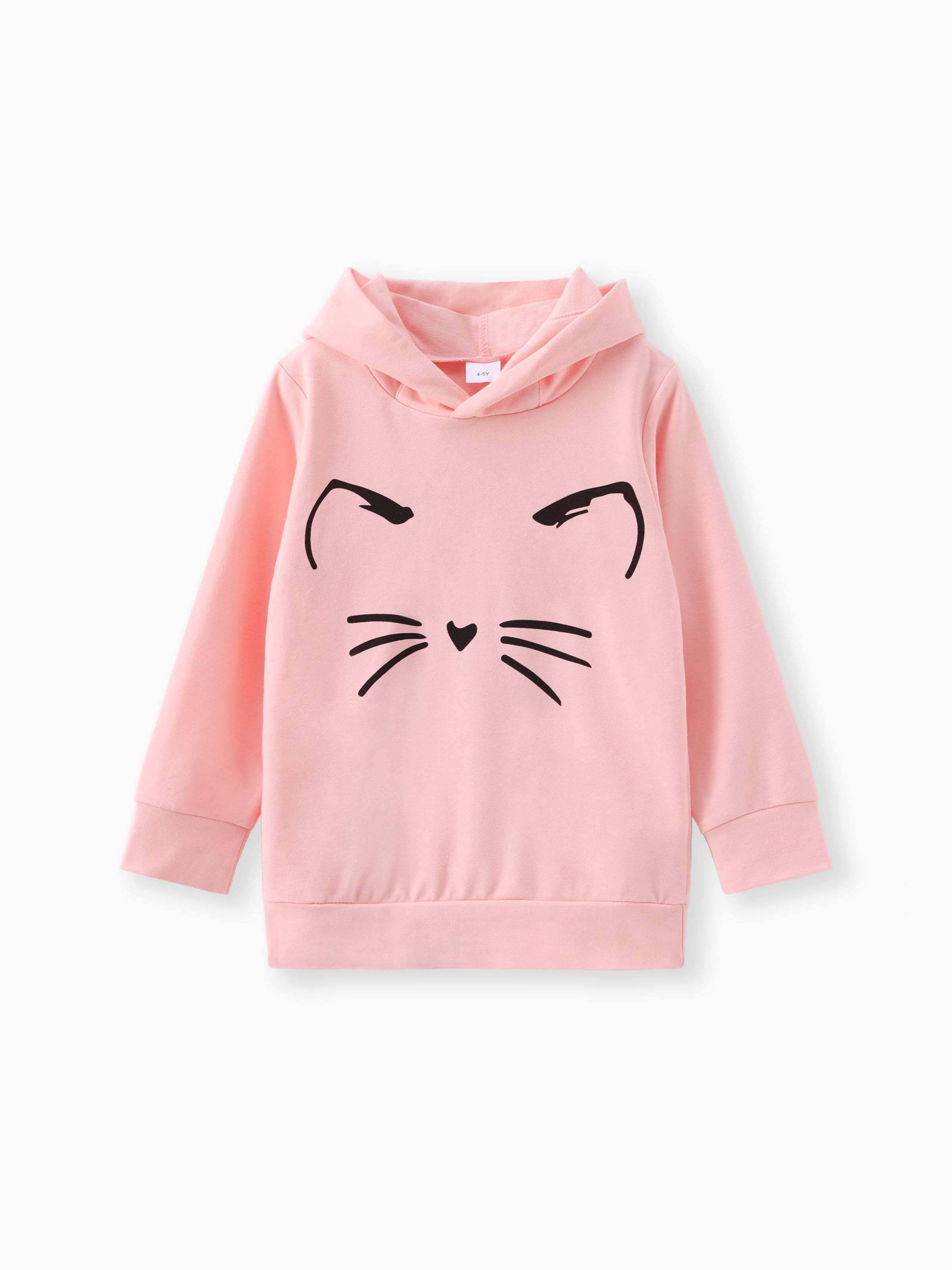 diseño del oído niño la impresión del gato chica con capucha sudadera sólida