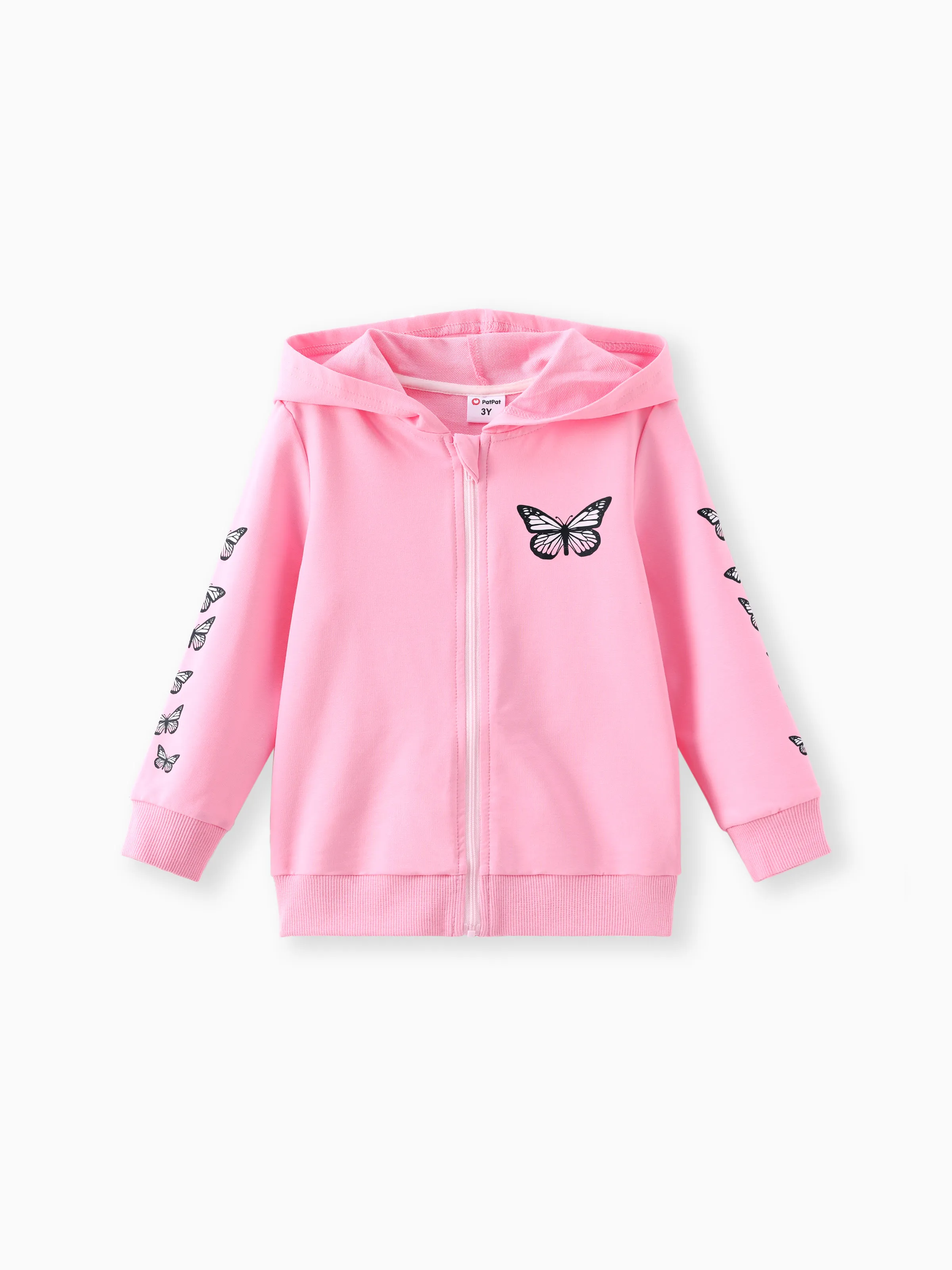 

Toddler Girl Butterfly Print Zipper Hoodie Sweatshirt Jacket