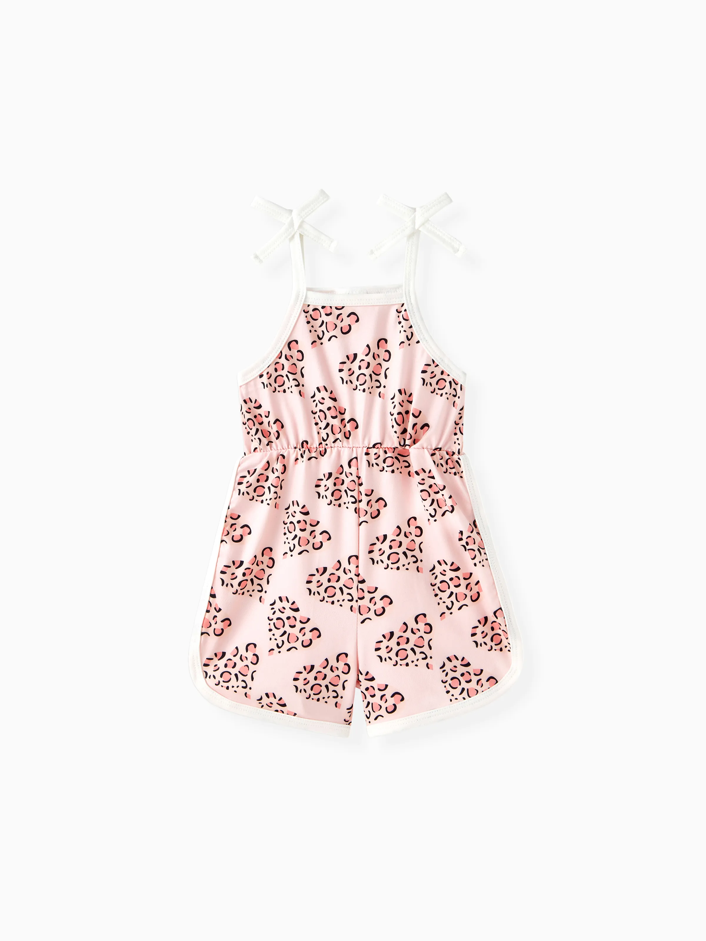 

Baby Girl Leopard Heart Print Cami Romper Shorts