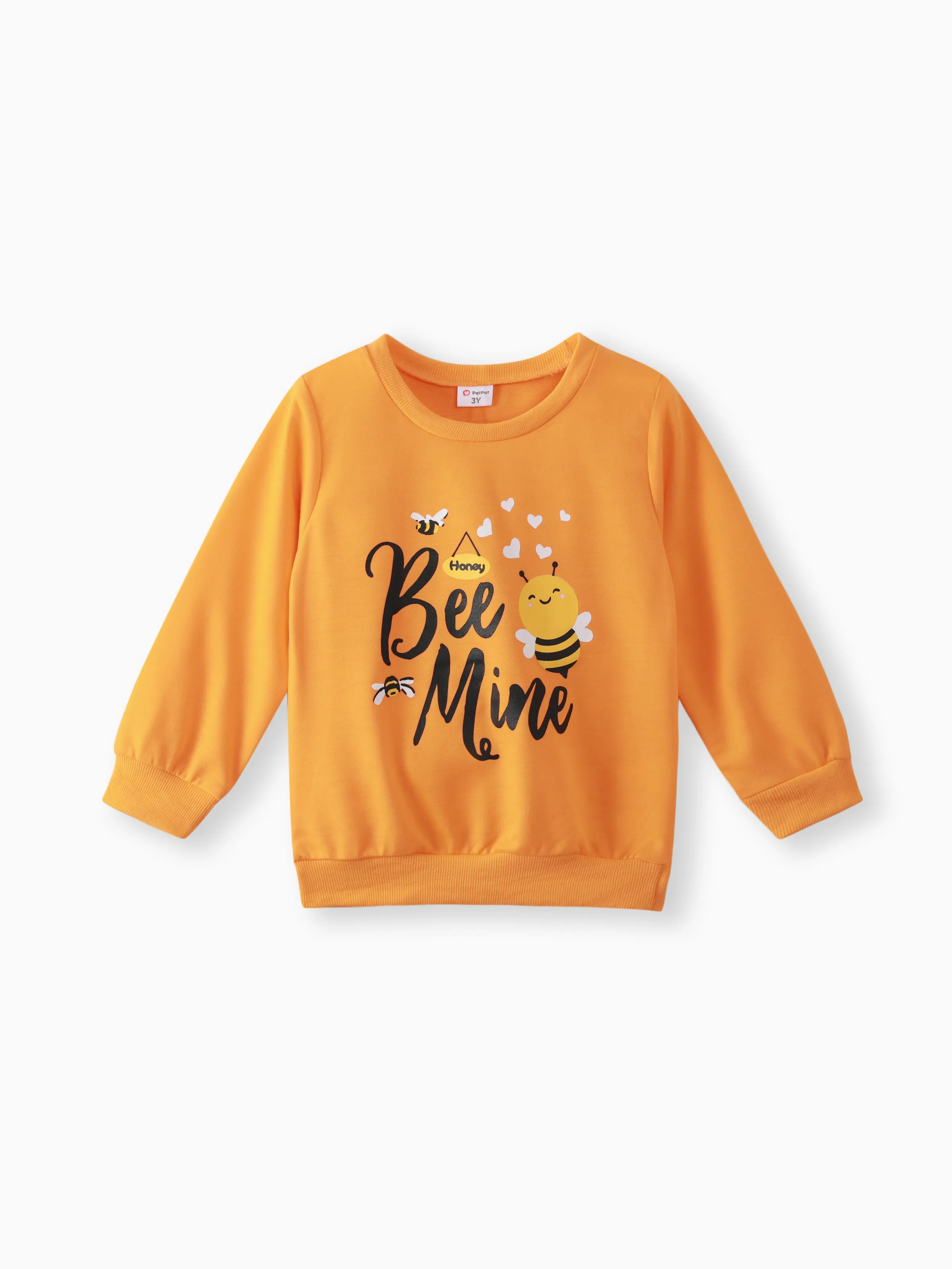 

Toddler Girl Letter Bee Print Casual Pullover Sweatshirt