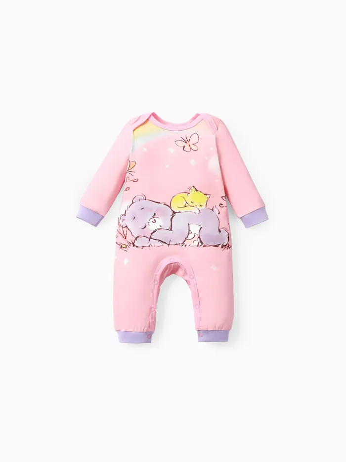 Care Bears Baby Boy/Girl Bear & Rainbow Print Long-sleeve Cotton Jumpsuit