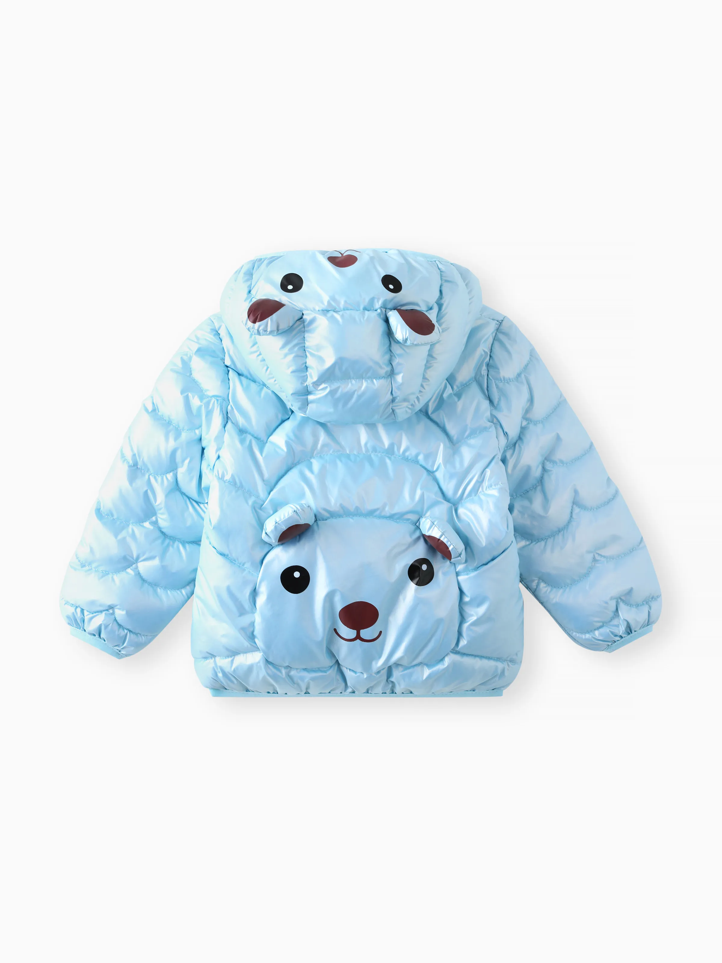 

Baby/Toddler 3D Bear Ear Design Quilted Puffer Jacket