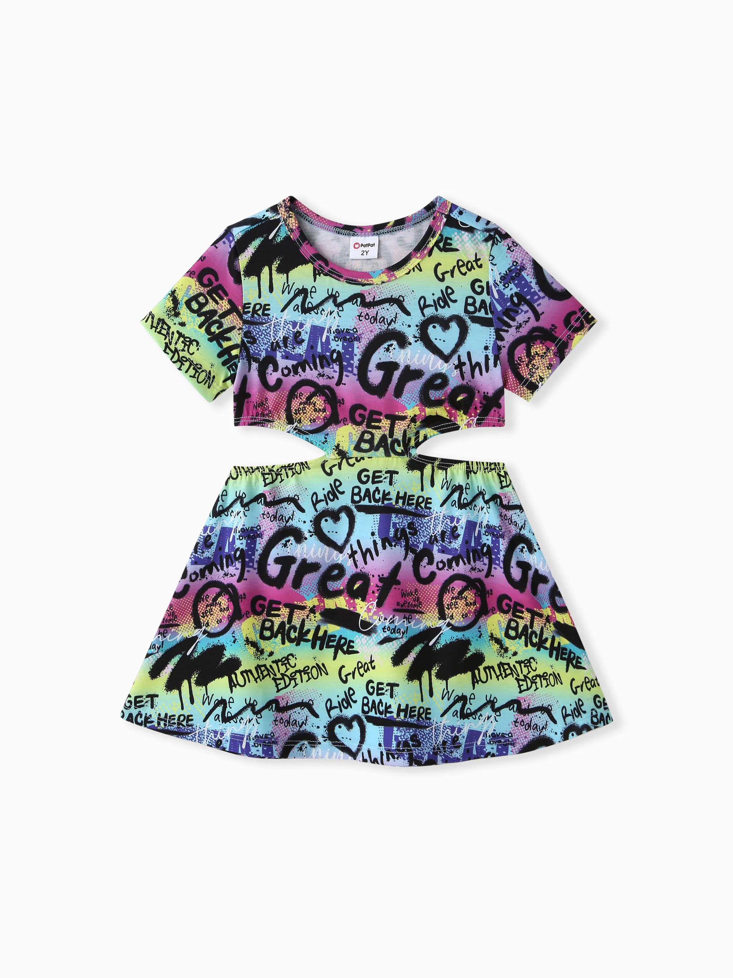 

Graffiti Short Sleeve Dress for Toddler Girls, Avant-garde Style, Polyester, 1pc, Regular