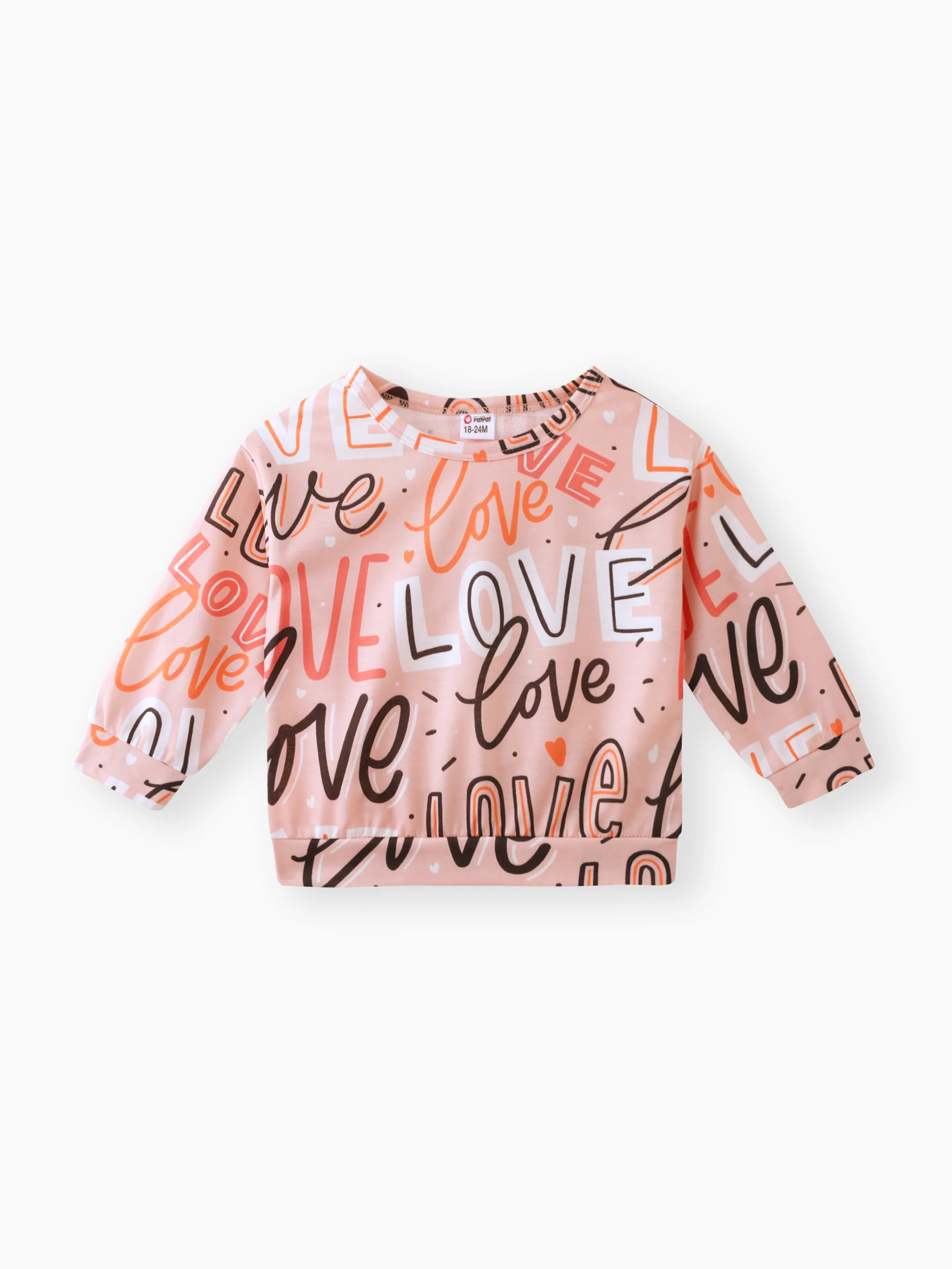 

Toddler Girl Pink Sweatshirt with ' Love' Letters