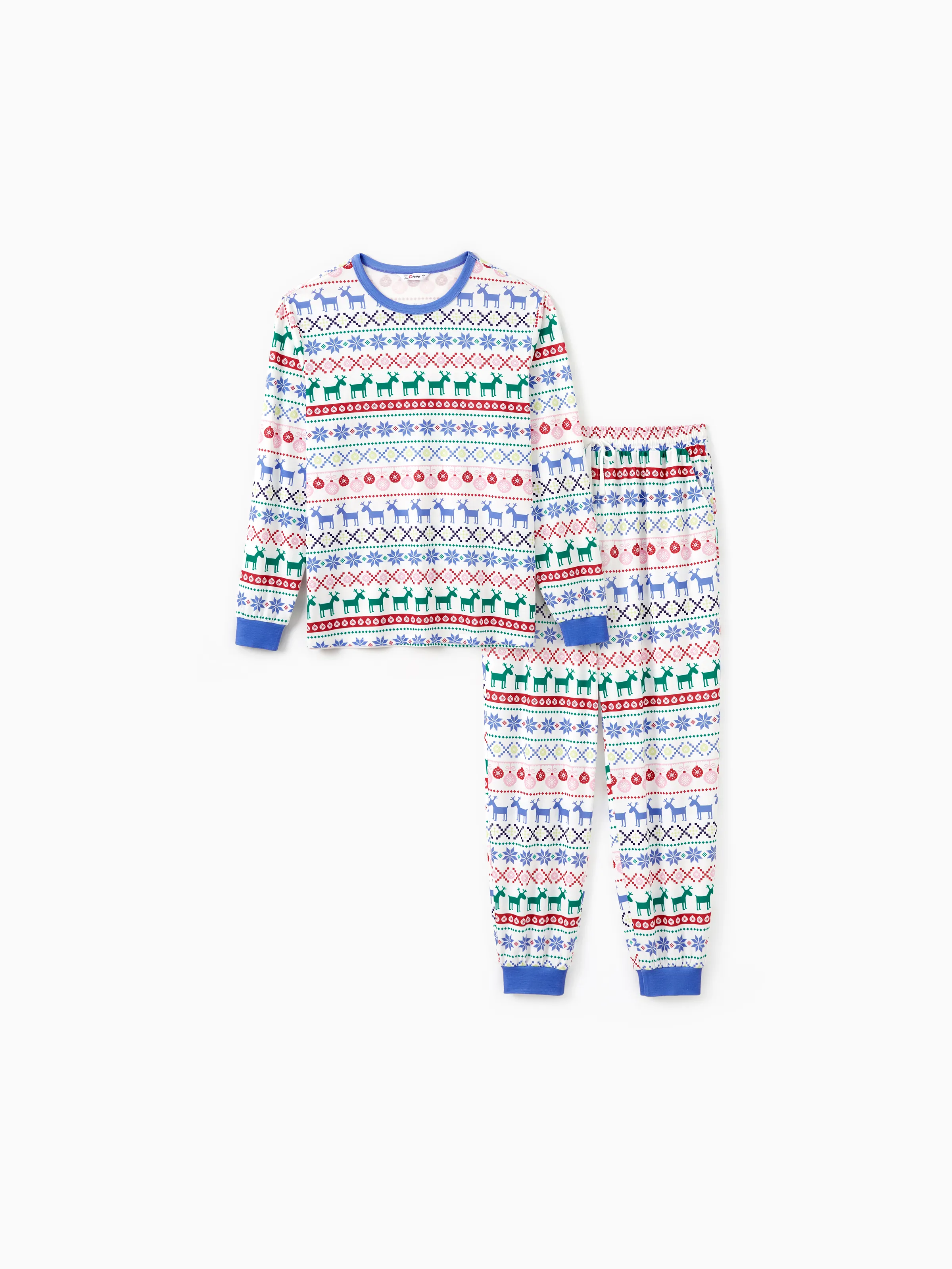 

Christmas Family Matching Vibrant Snowflake/Reindeer/Christmas Light Pattern Pajamas Sets with Pockets and Drawstring