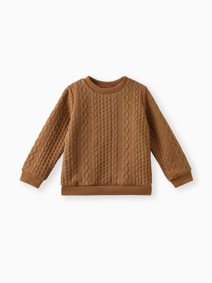 Kid Boy Casual Cable Knit Textured Sweatshirt