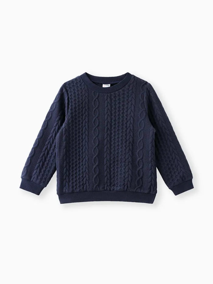 Kid Boy Casual Cable Knit Textured Sweatshirt