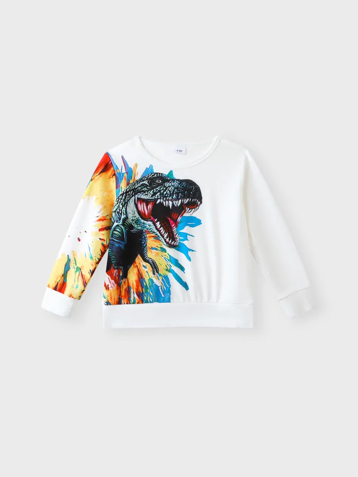 Kid Boy Dinosaur Painting Print Pullover Sweatshirt
