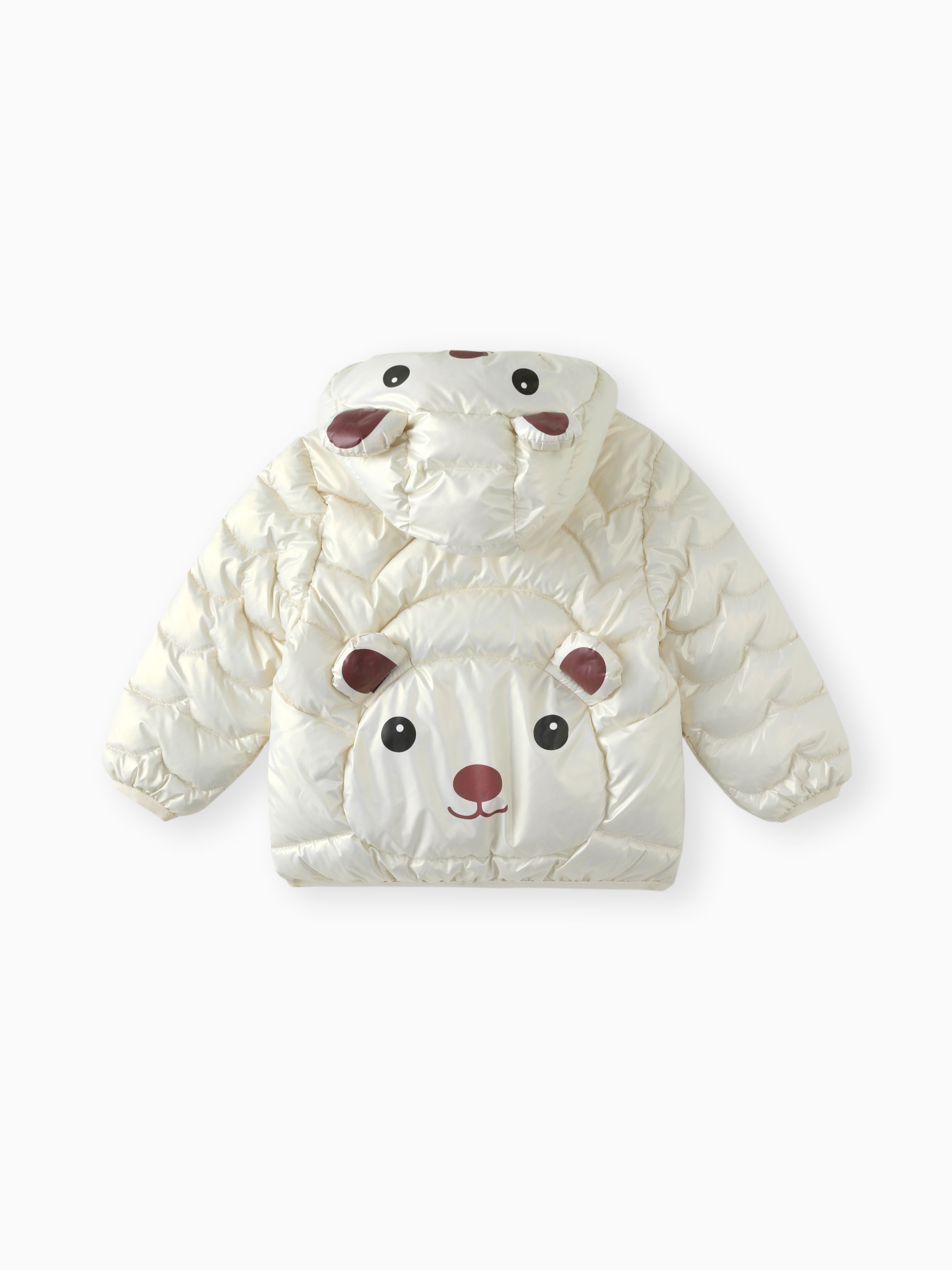 

Baby/Toddler 3D Bear Ear Design Quilted Puffer Jacket