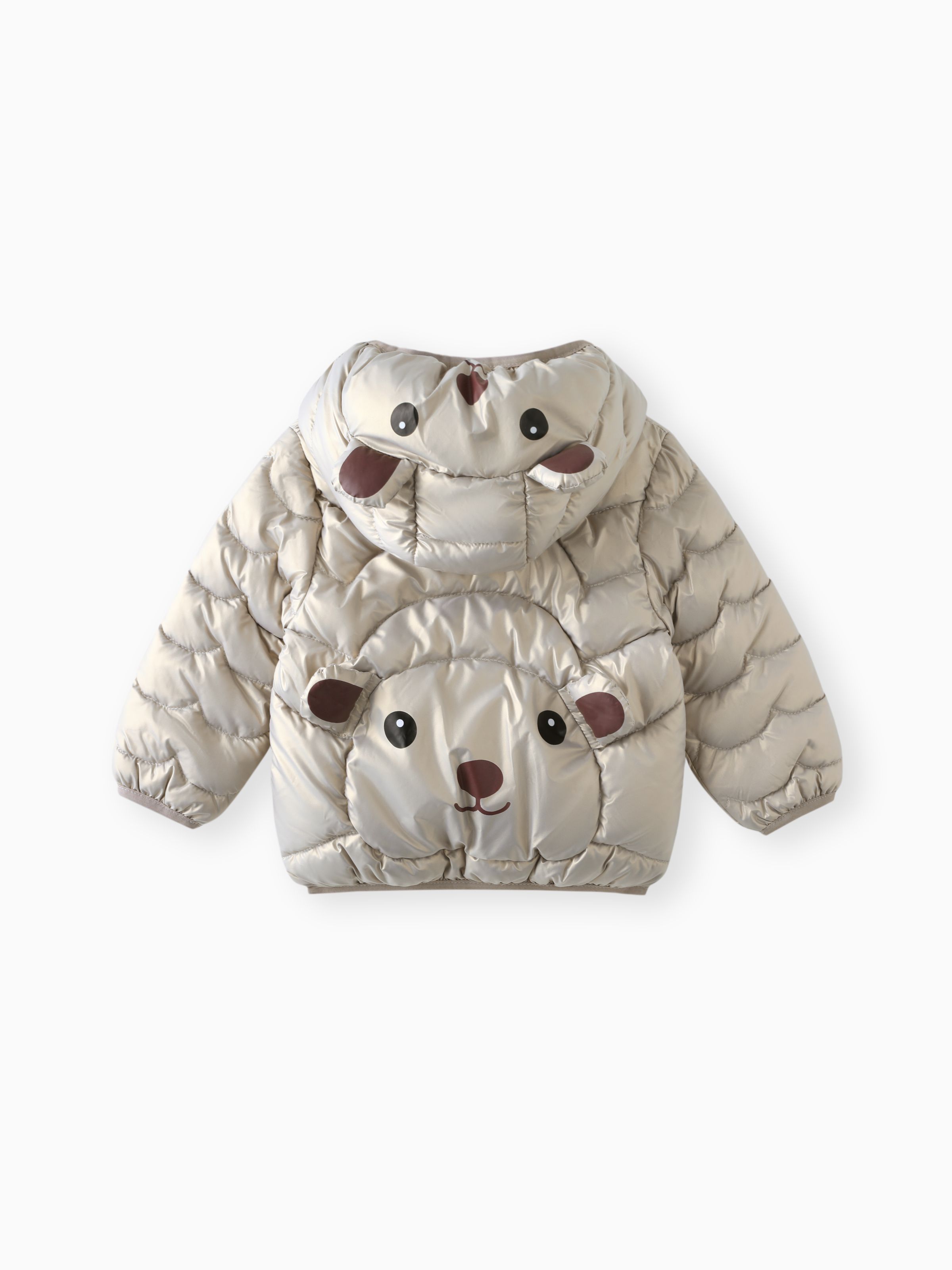 

Baby/Toddler 3D Bear Ear Design Quilted Puffer Jacket