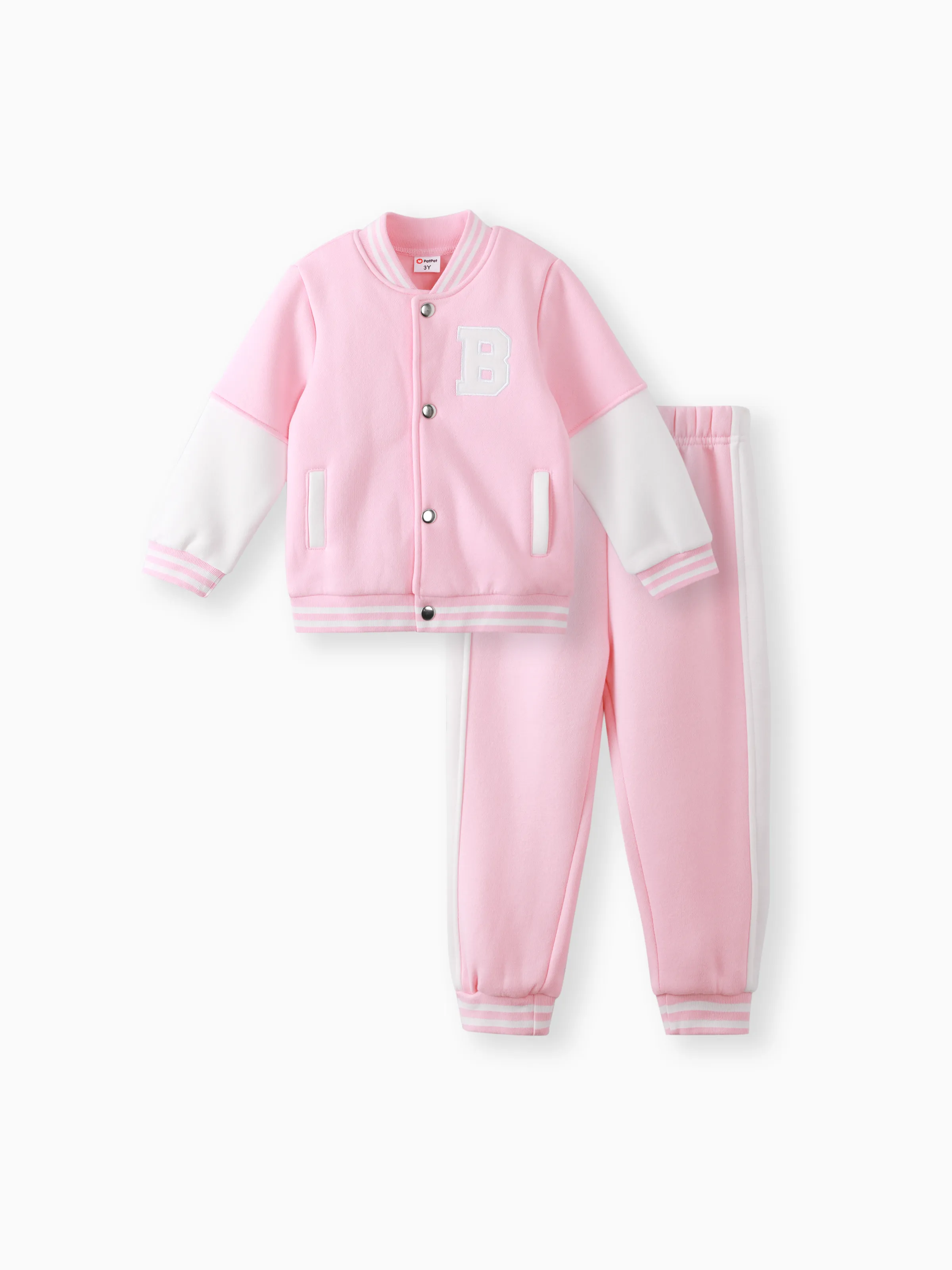 

2pcs Toddler Boy Classic Colorblock Letter Stitched Set