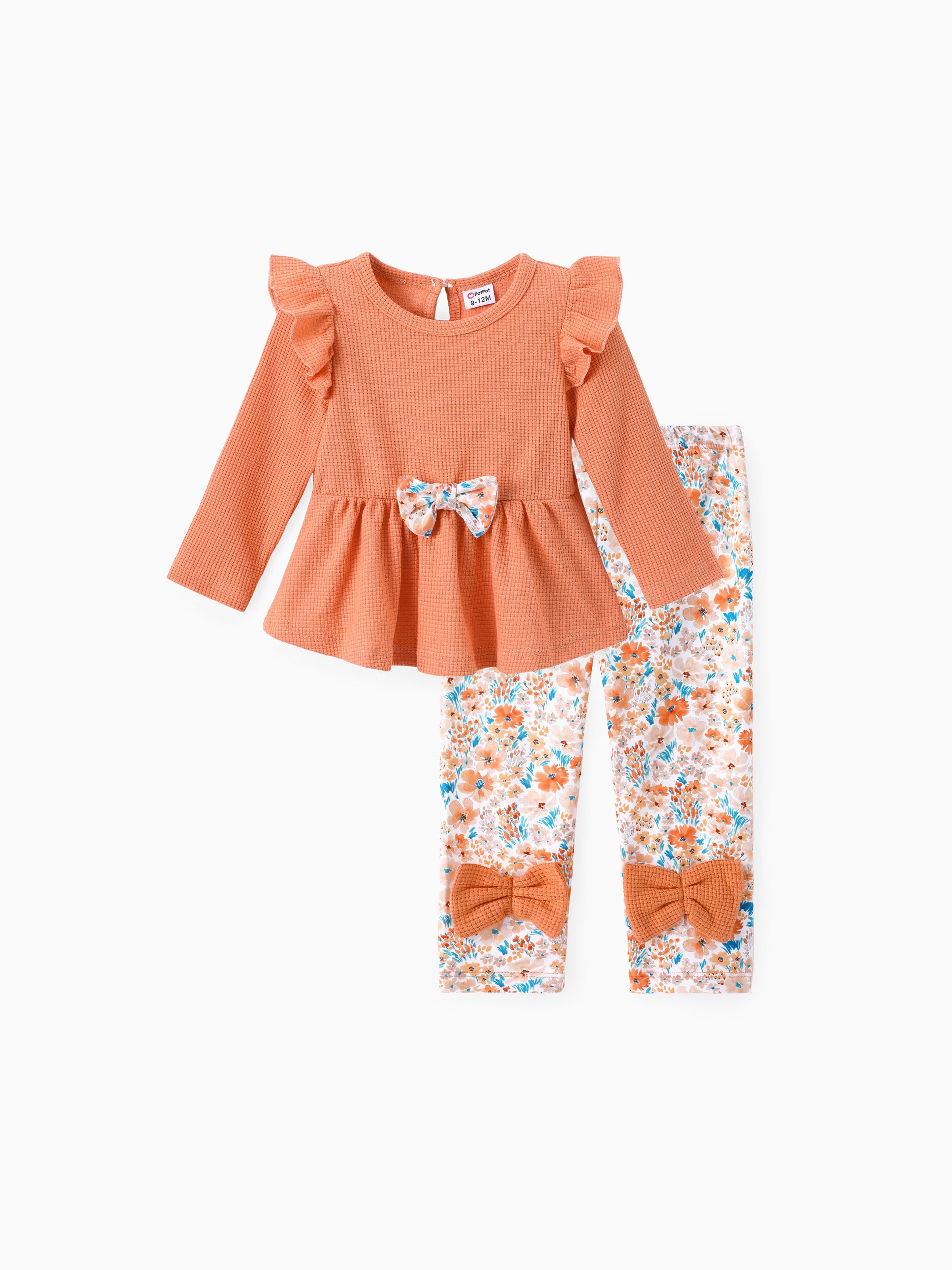 

Baby Girl 2pcs Ruffled Top and Floral Leggings Set