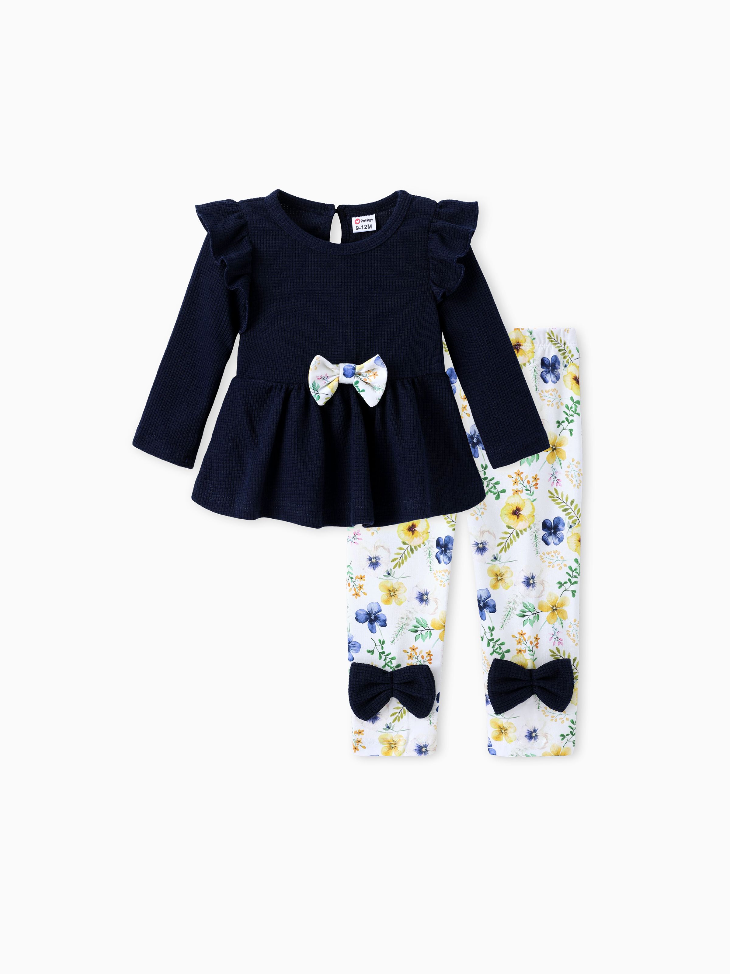 

Baby Girl 2pcs Ruffled Top and Floral Leggings Set