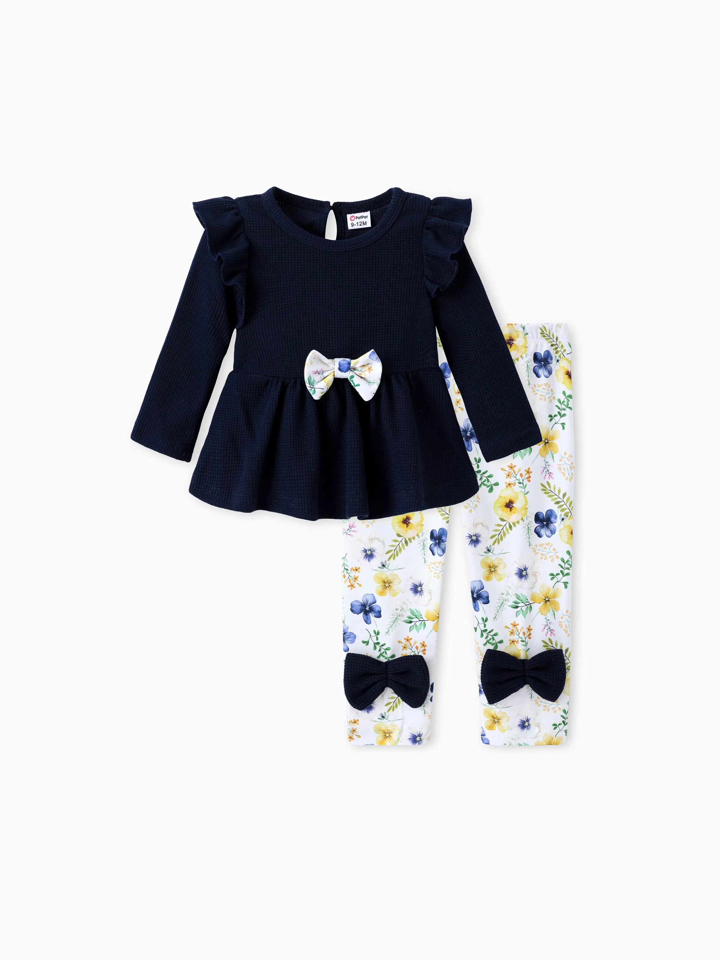 

Baby Girl Clothes 2pcs Ruffled Top and Floral Leggings Set