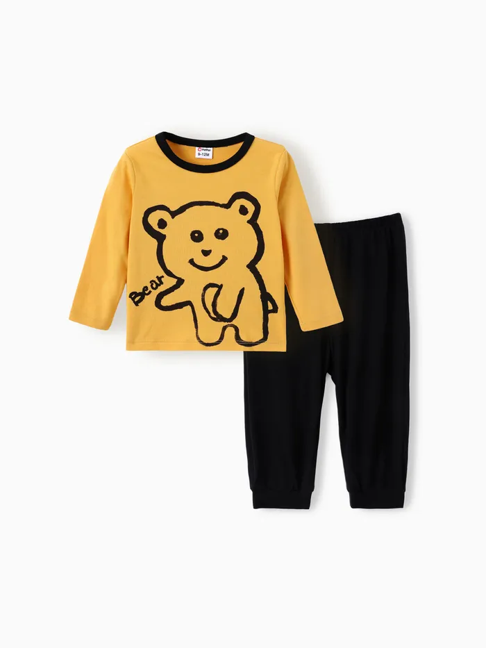 Baby Boy 2pcs Animal Print Long-sleeve Tee and Sweatpants Set