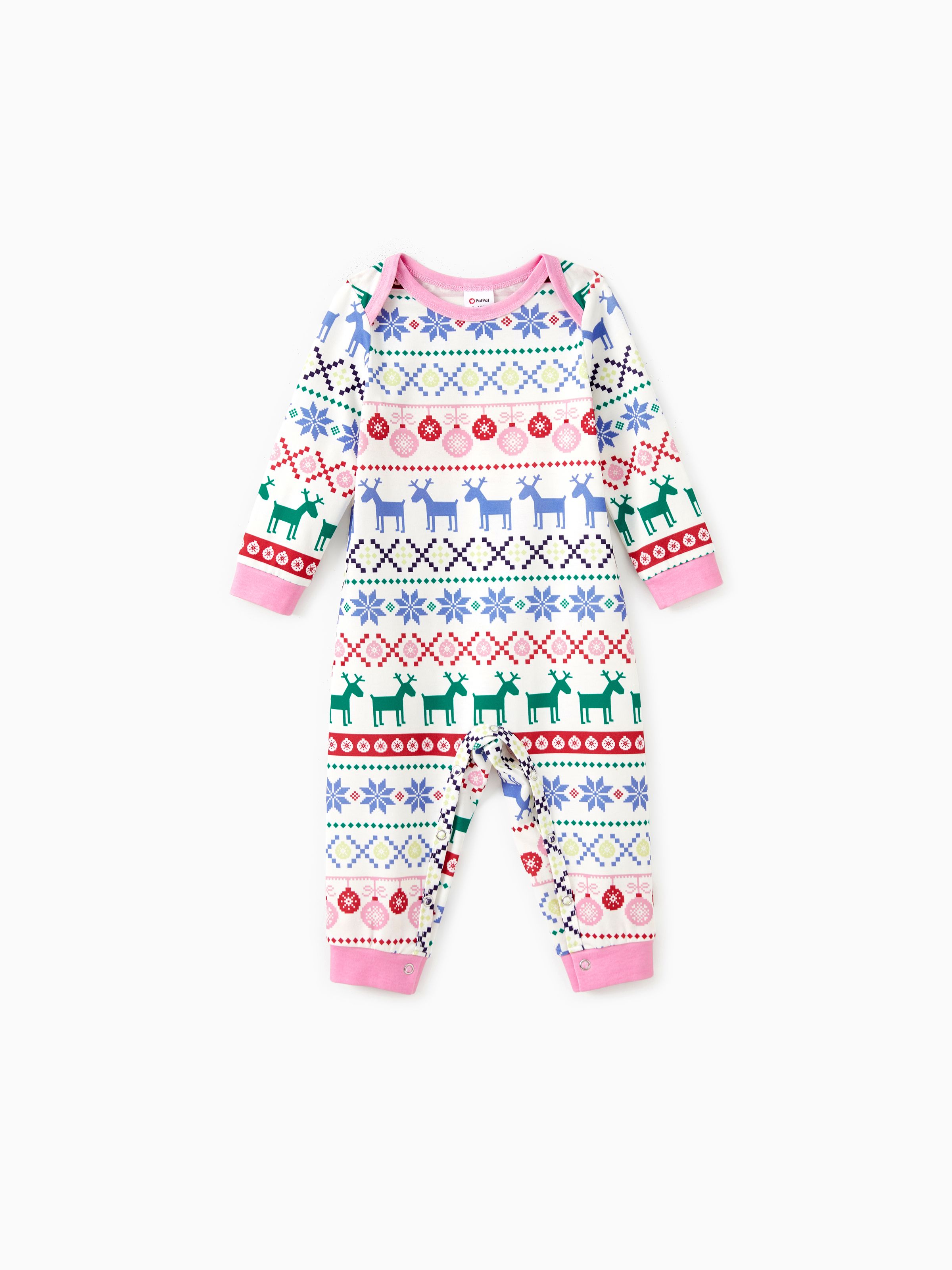 

Christmas Family Matching Vibrant Snowflake/Reindeer/Christmas Light Pattern Pajamas Sets with Pockets and Drawstring (Flame Resistant)