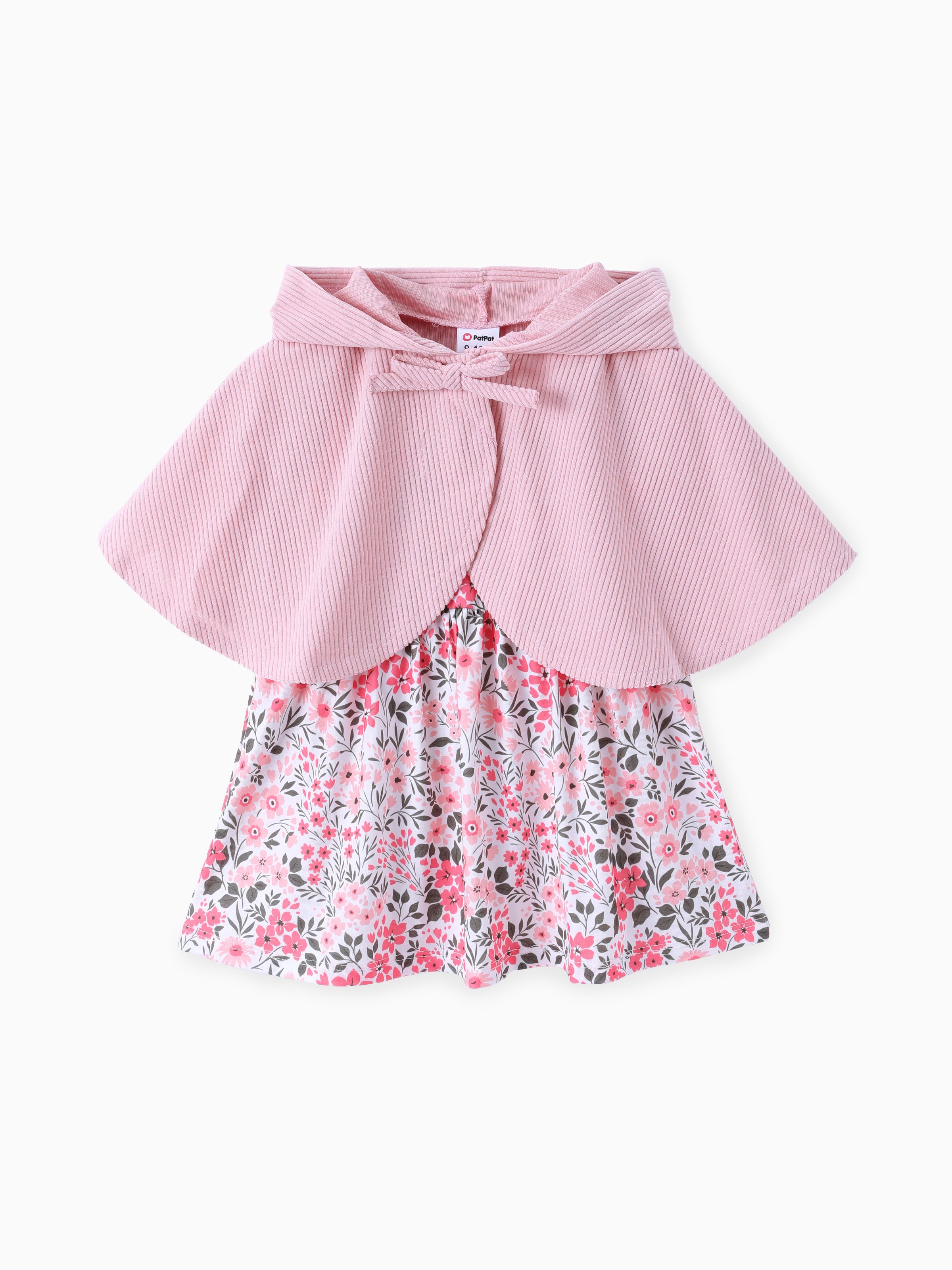 

Baby Girl 2pcs Solid Cardigan and Floral Print Dress Set