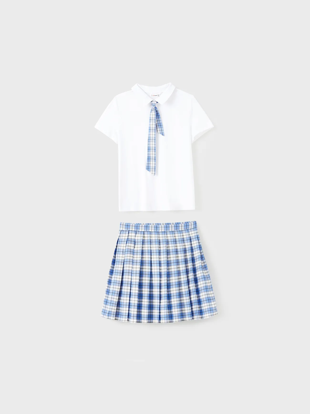 

Family Matching Sets Preppy Style Blue Plaid Shirt or School Uniform Vibe Co-ord Set with Tie