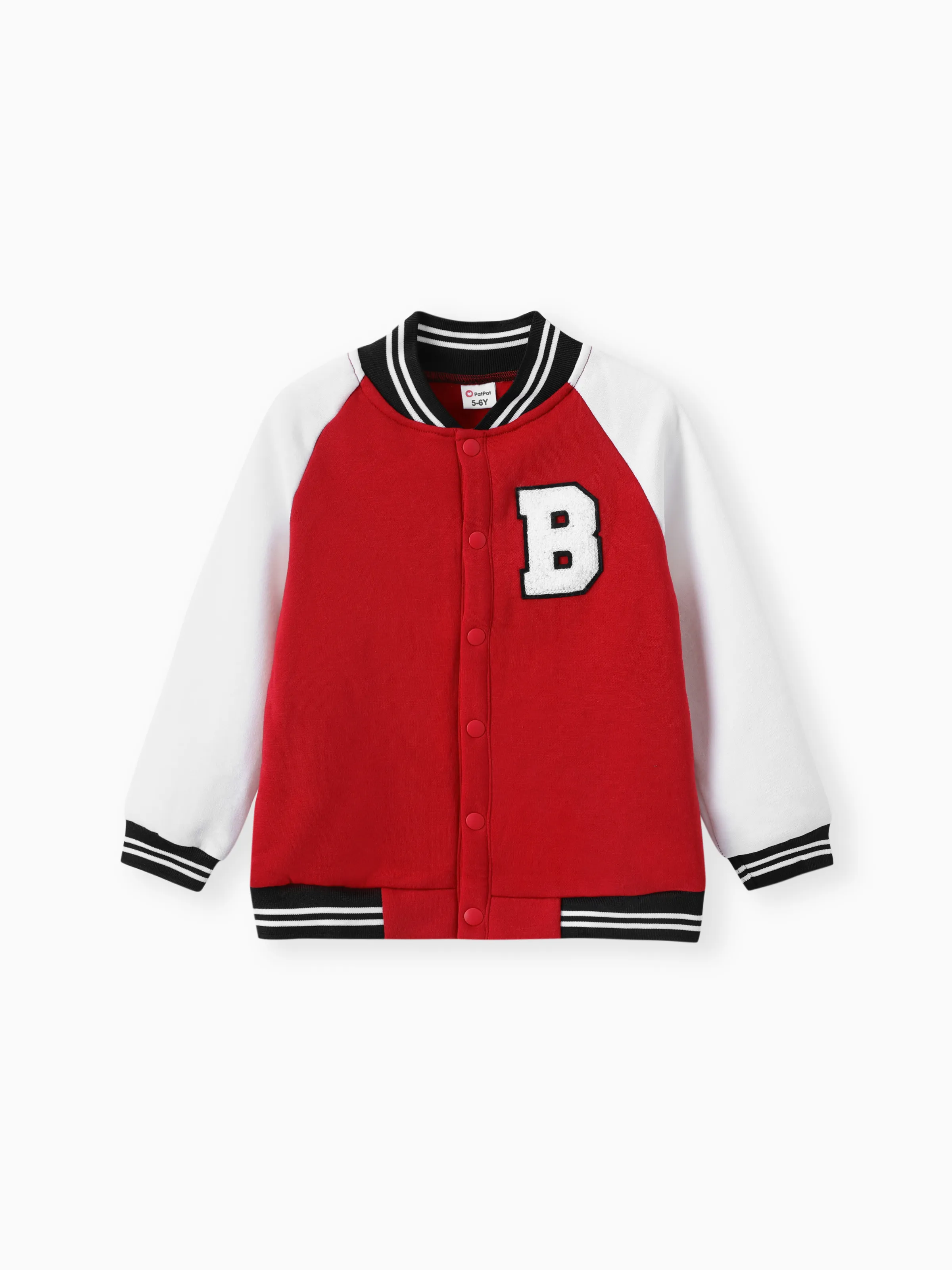 

Kid Boy/Kid Girl Letter Embroidered Striped Button Design Bomber Jacket