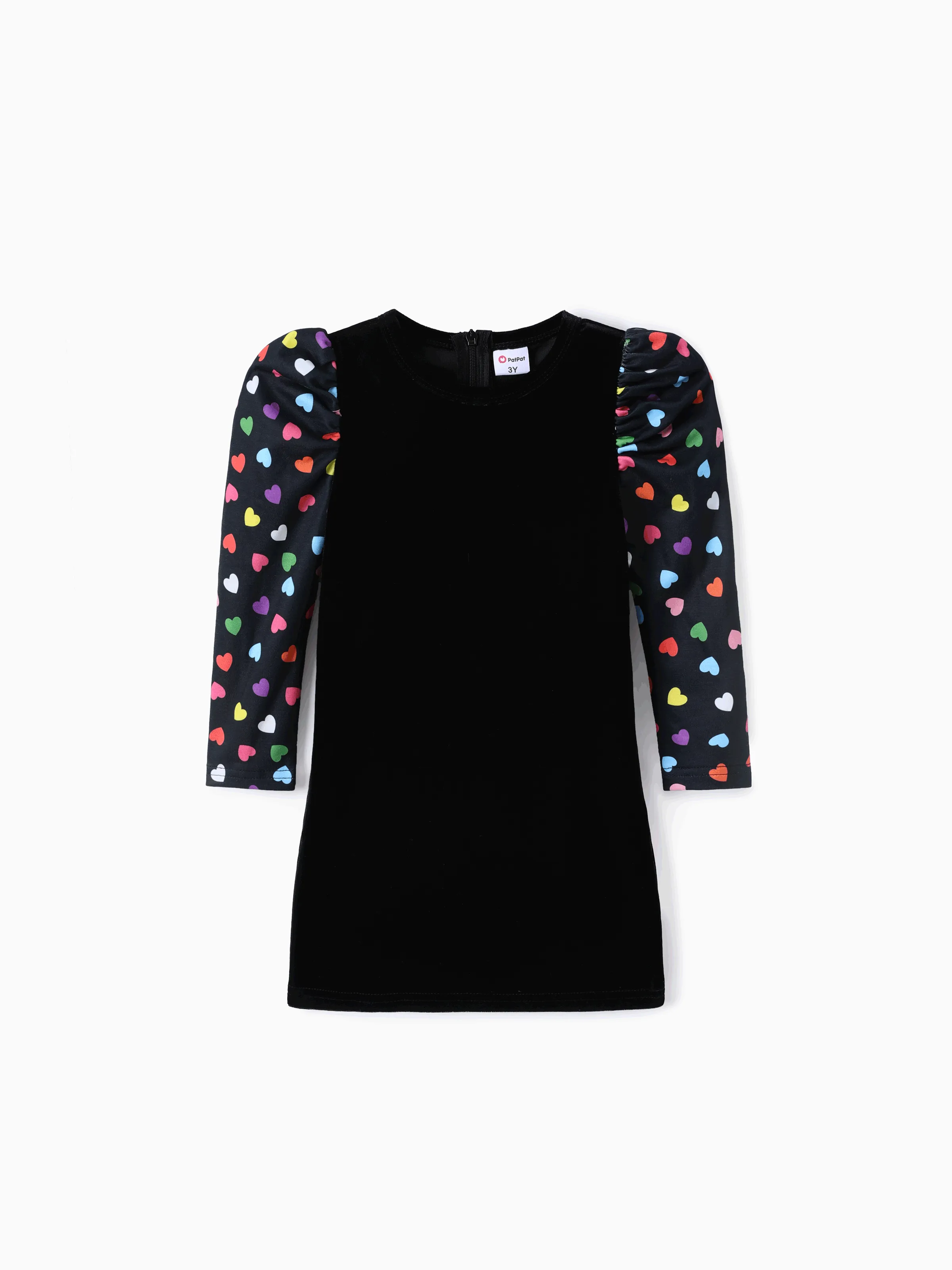 

Toddler Girl Heart Print Puff-sleeve Dress