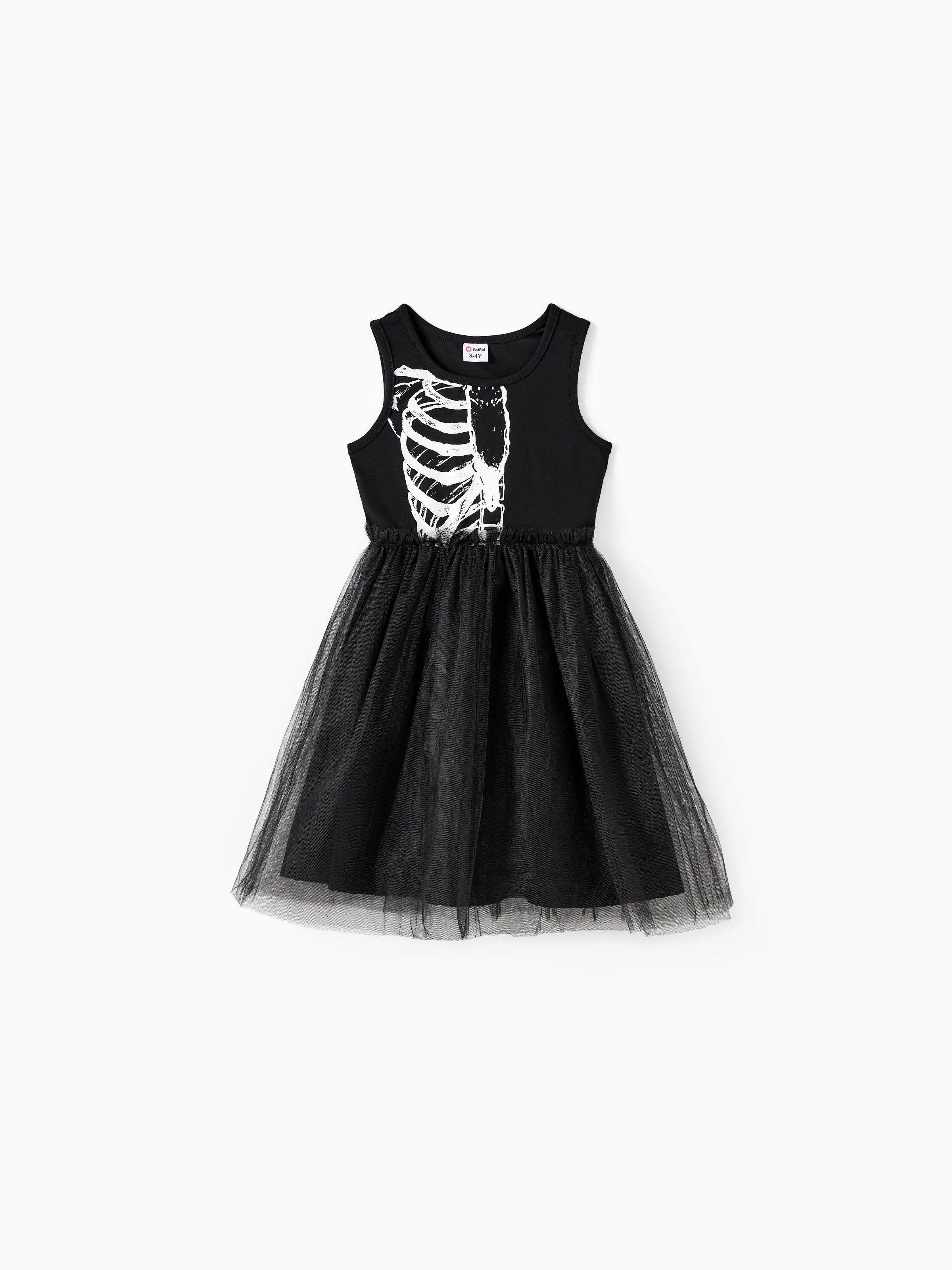 

Halloween Family Matching Sets Spooky Skeleton Tee or Sleeveless A-Line Tulle Dress