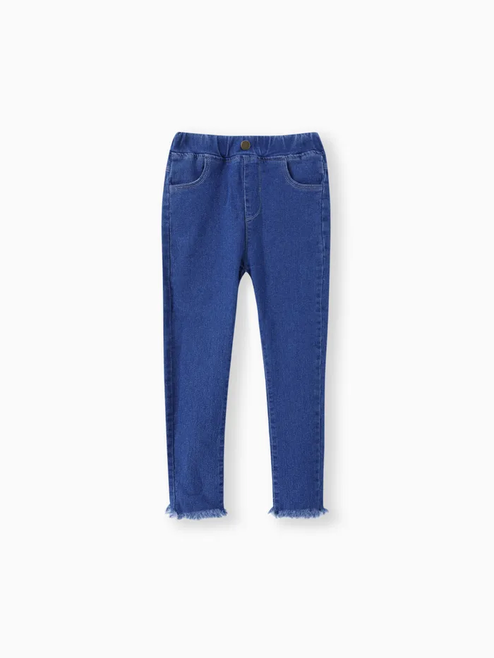 Enfants Fille Couleur unie Poche plaquée Jeans