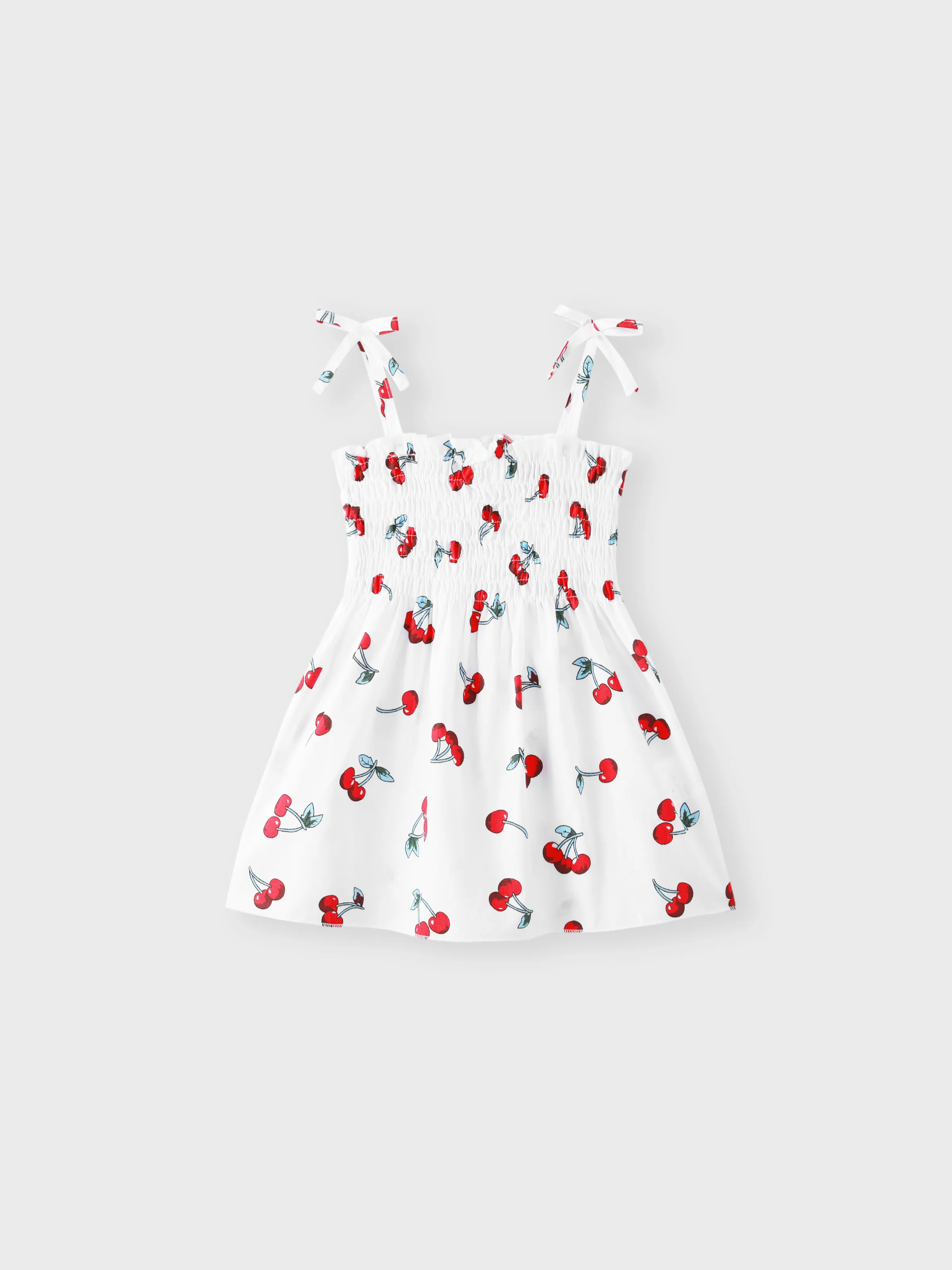 

Baby Girl 100% Cotton Allover Cherry Print Shirred Strappy Dress