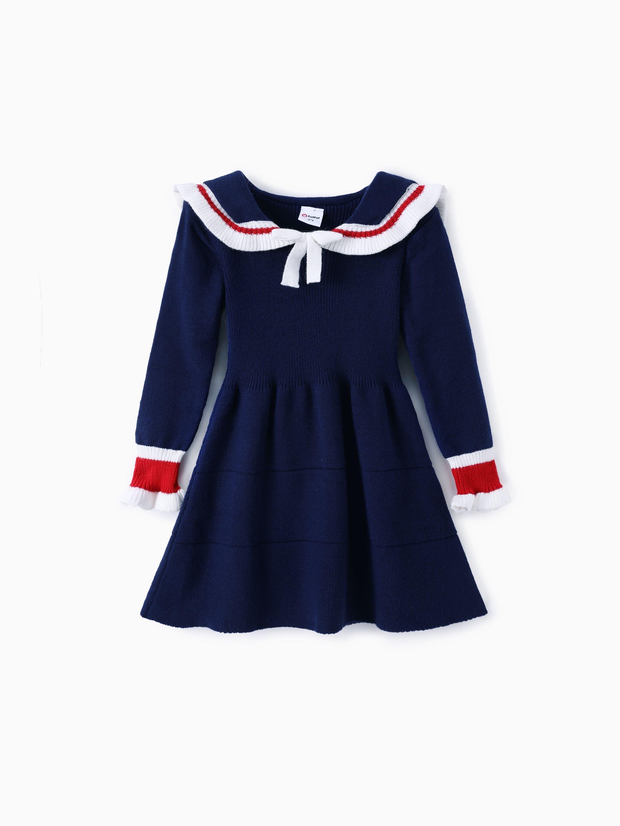 

Toddler Girl Preppy Style Polo Collar Sweater Dress