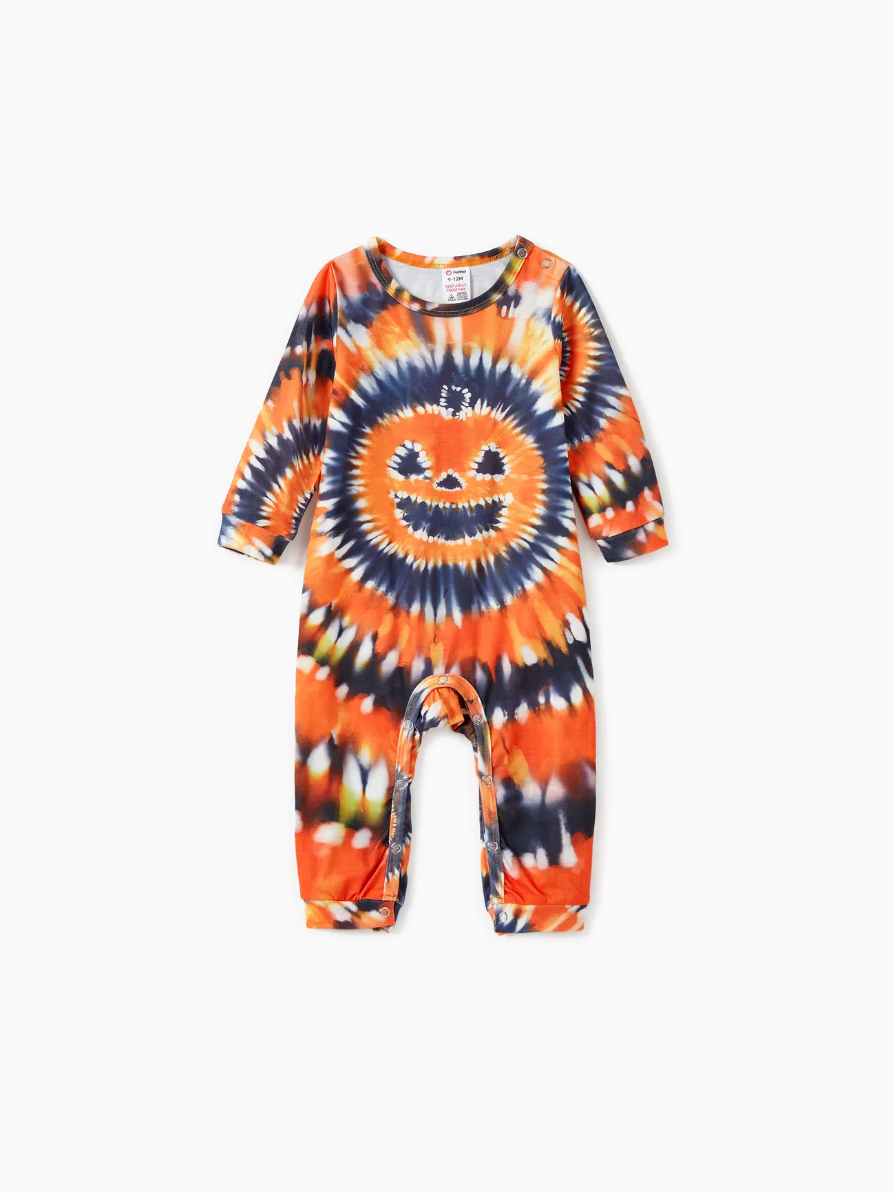 

Halloween Family Matching Orange Pumpkin Tie-Dye Long Sleeve Pajamas Sets with Drawstring and Pockets