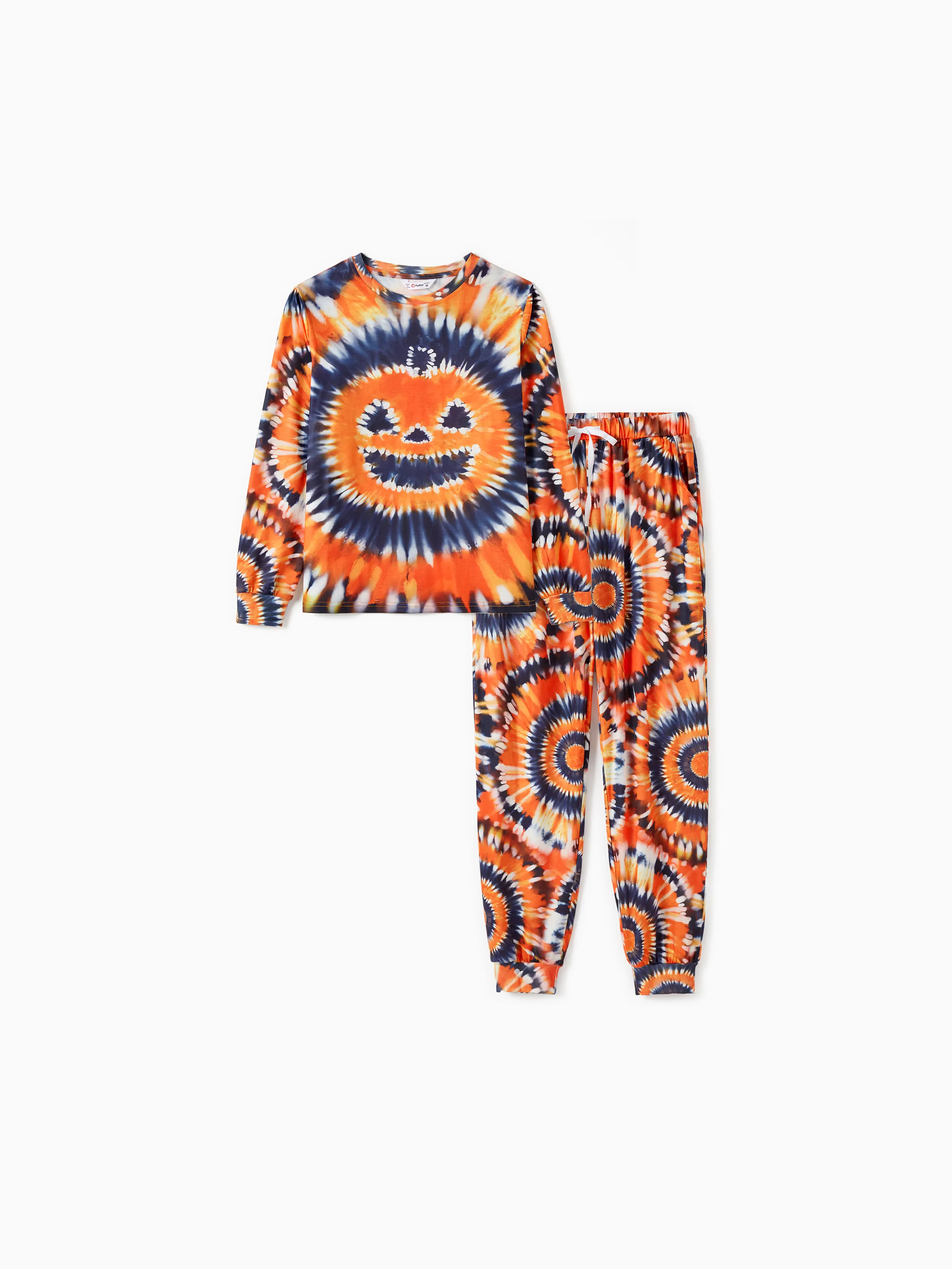 

Halloween Family Matching Orange Pumpkin Tie-Dye Long Sleeve Pajamas Sets with Drawstring and Pockets