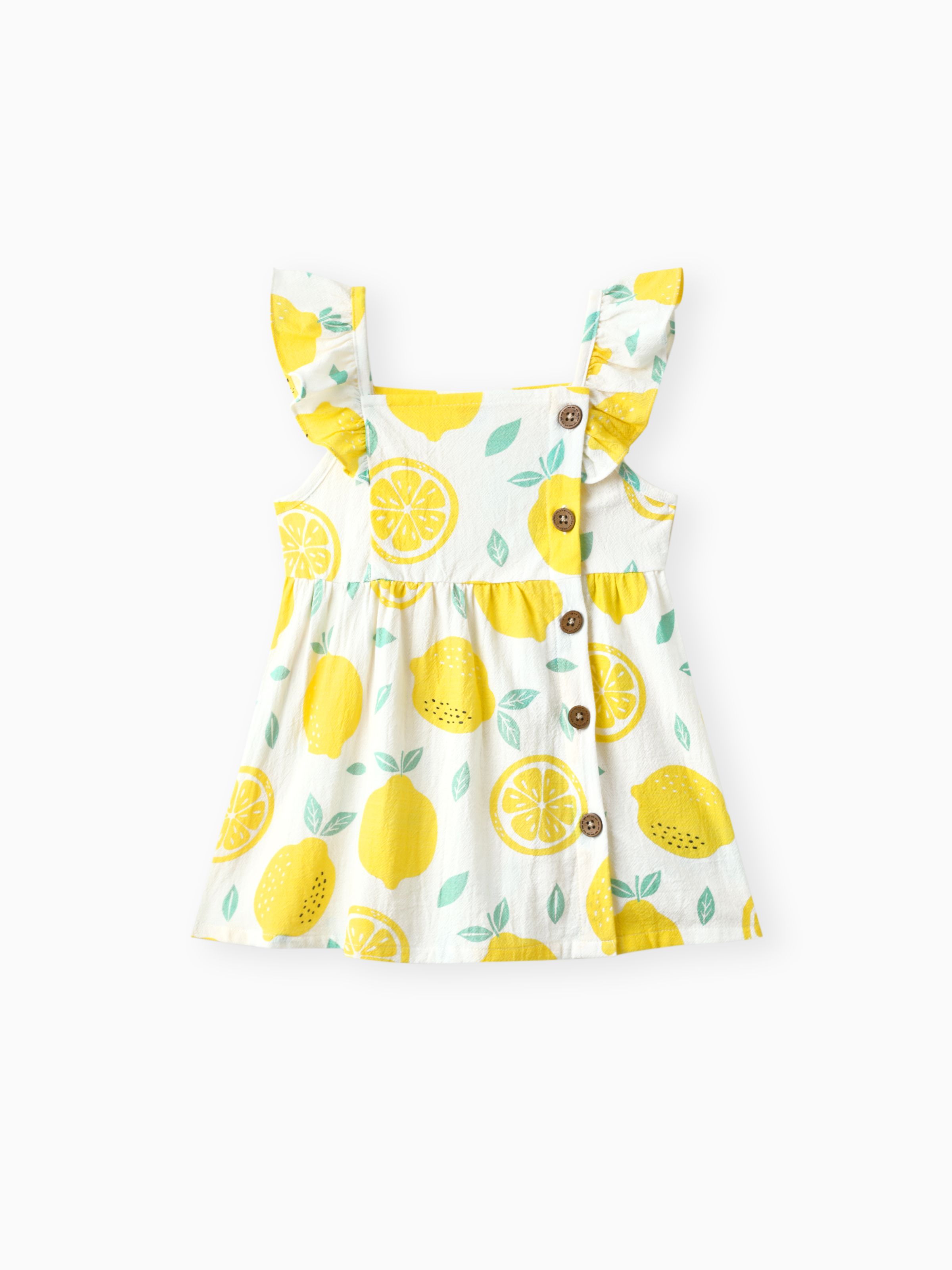 

1pc Baby Girl Plaid&Lemon&Fruit Sweet Dress