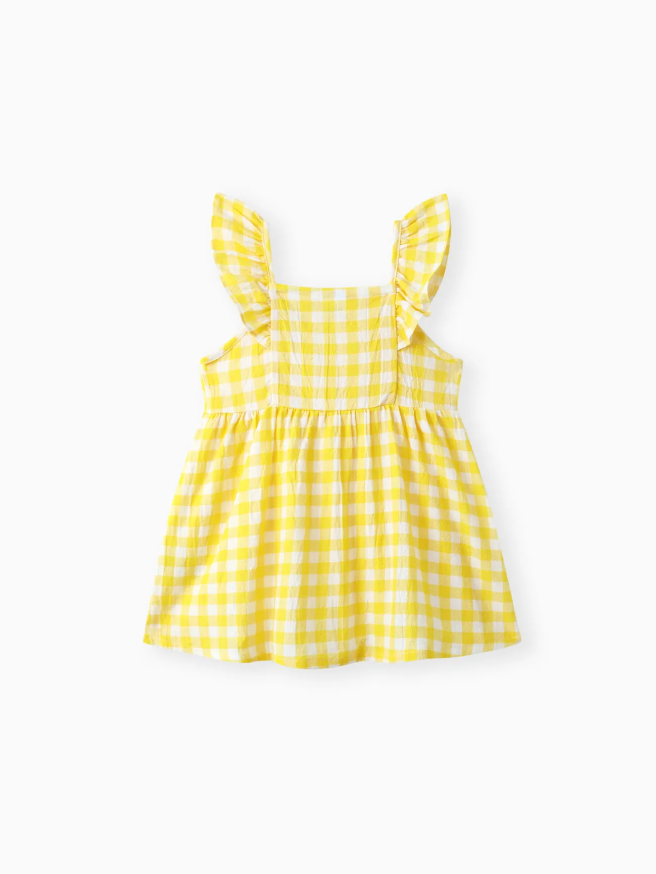 Pale Yellow - 1pc Baby Girl Plaid&Lemon&Fruit Sweet Dress - image 2