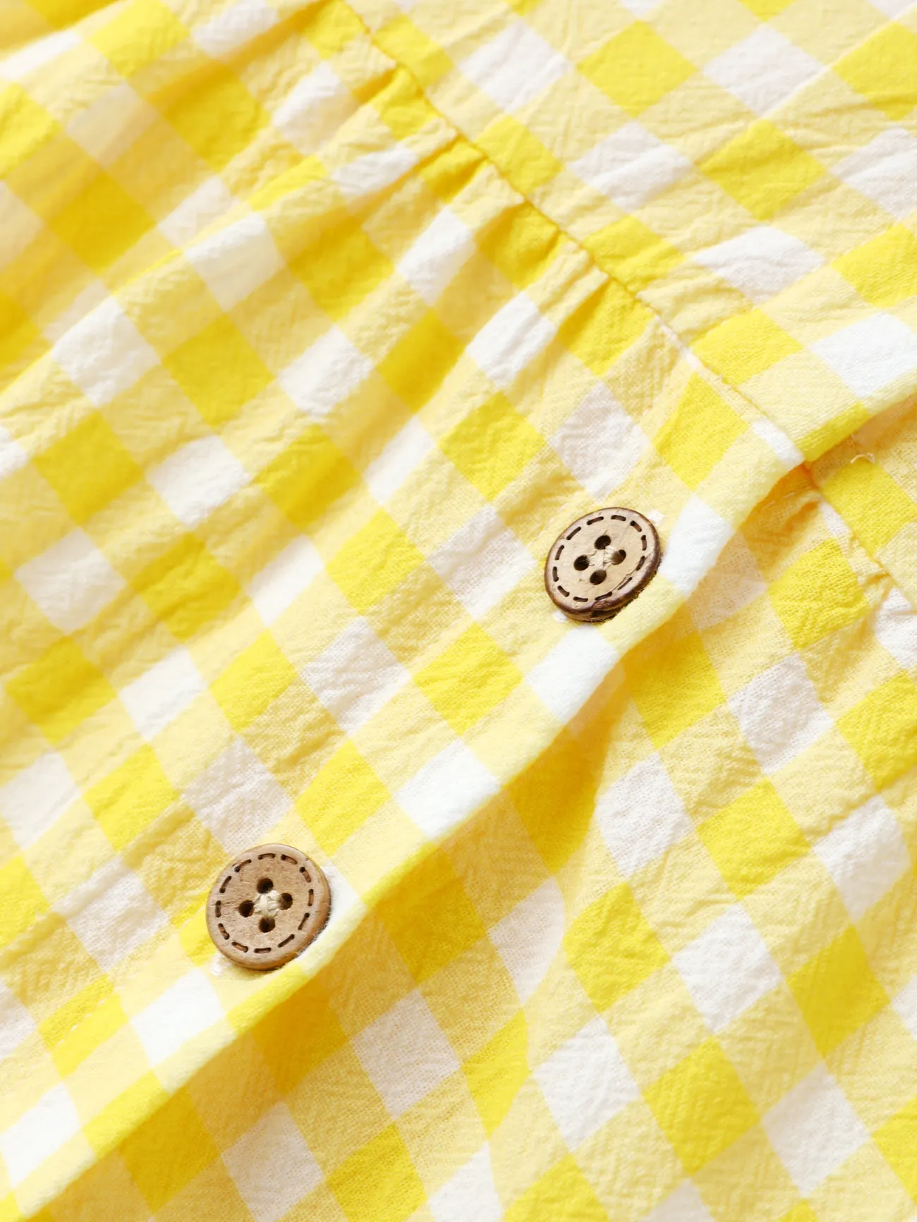 Pale Yellow - 1pc Baby Girl Plaid&Lemon&Fruit Sweet Dress - image 3
